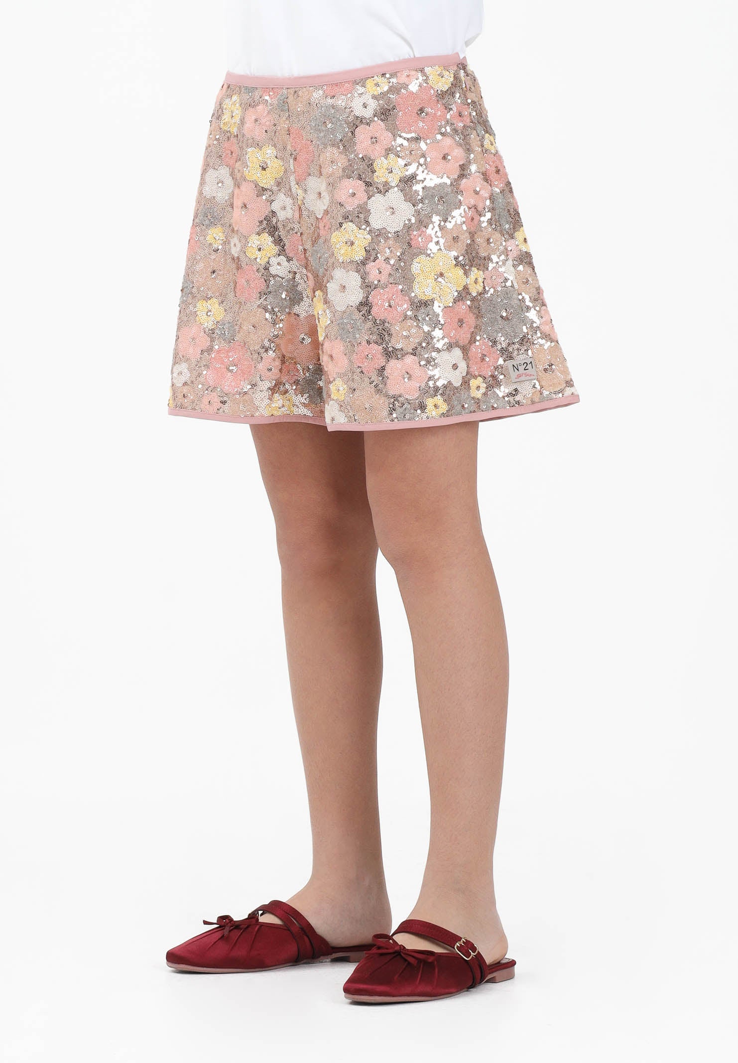 N21 Shorts rosa per donna, ragazze e bambine ricoperto da paillettes N210AKN0480 0N321 N21 