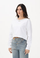 N21 Felpa girocollo bianca per donna, ragazze e bambine con dettaglio gioiello N210CRN0487 0N100 N21 