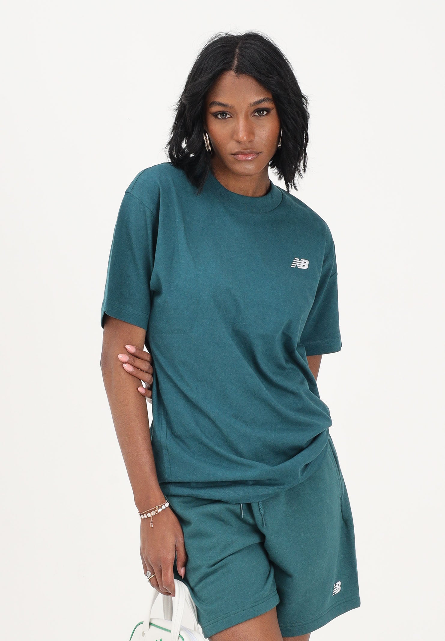 NEW BALANCE T-shirt a manica corta Sport Essentials petrolio per uomo e donna MT41509AAV . NEW BALANCE 