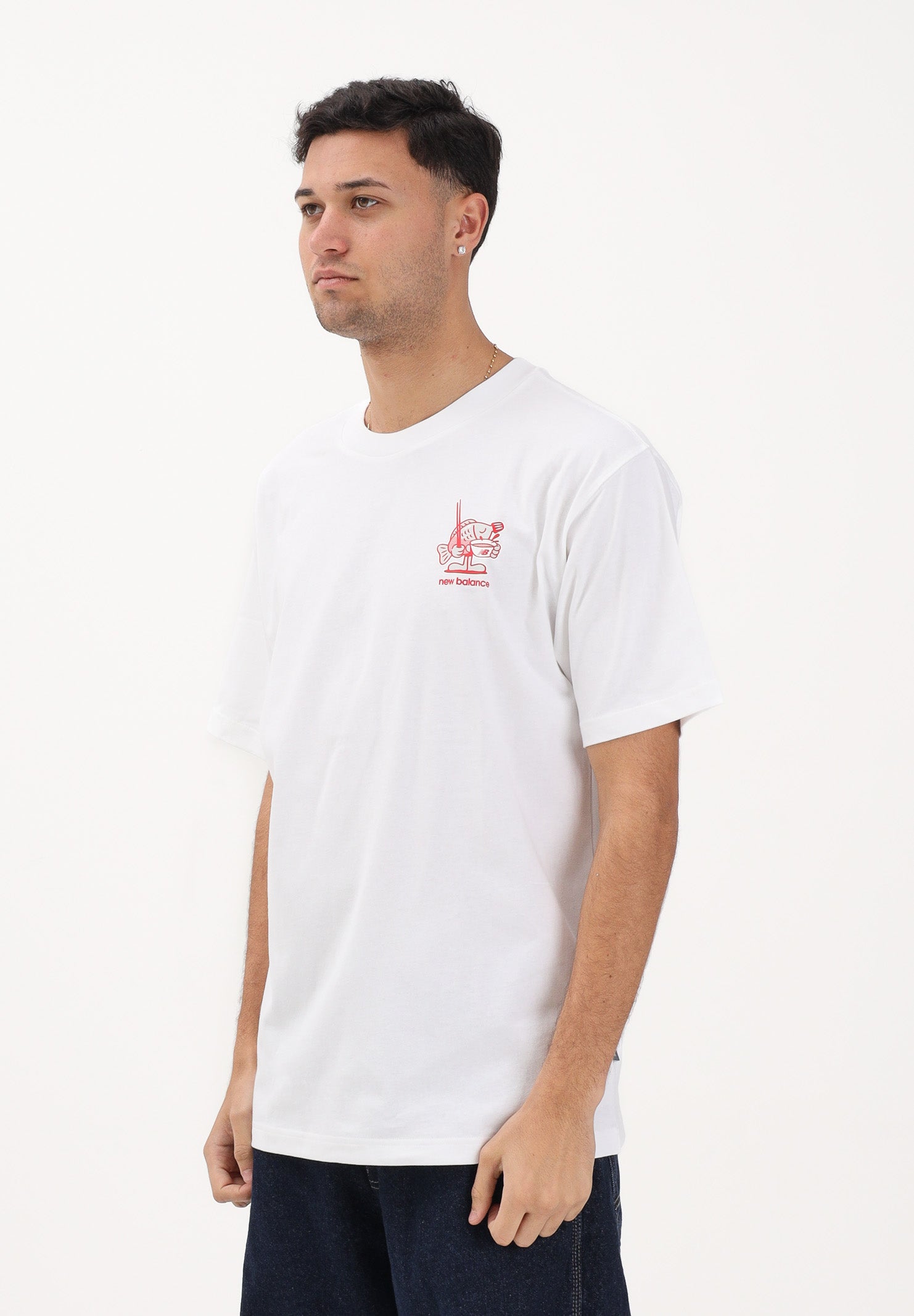 NEW BALANCE T-shirt a manica corta Ramen bianca da uomo MT61H51DWT . NEW BALANCE 