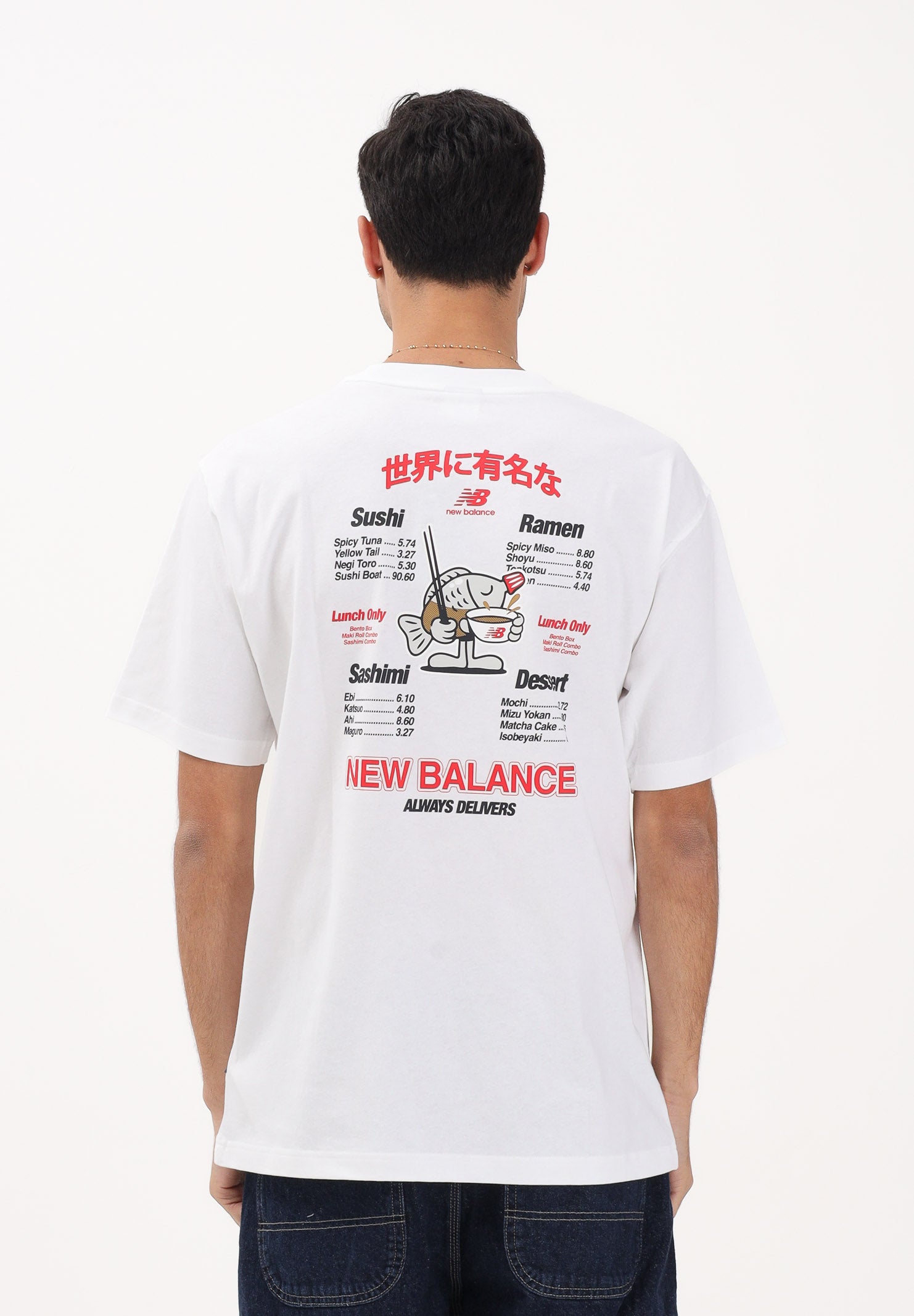 NEW BALANCE T-shirt a manica corta Ramen bianca da uomo MT61H51DWT . NEW BALANCE 