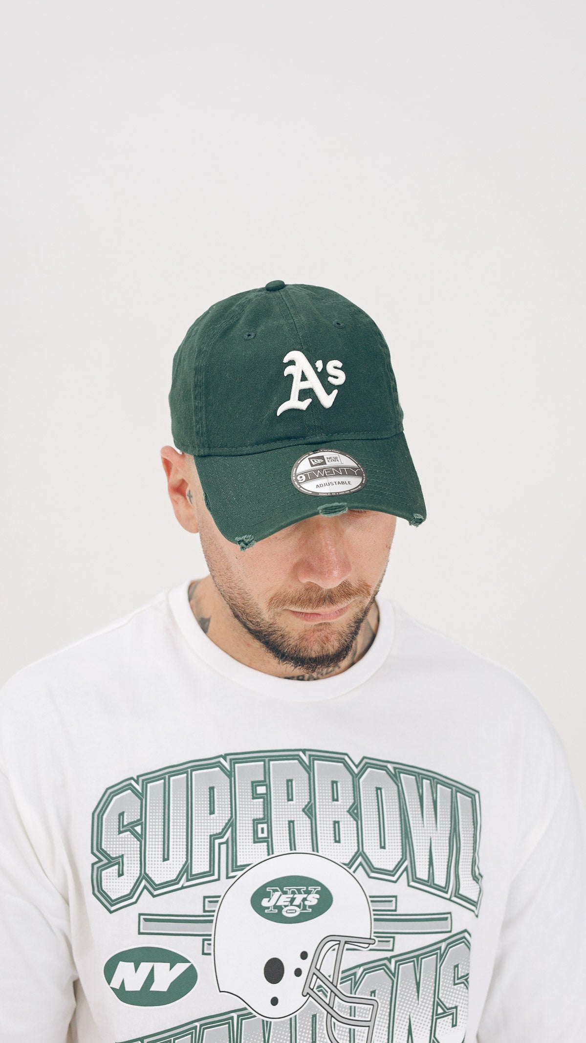 NEW ERA Cappello con visiera 9TWENTY Oakland Athletics Distressed verde per uomo e donna 60595227 . NEW ERA 