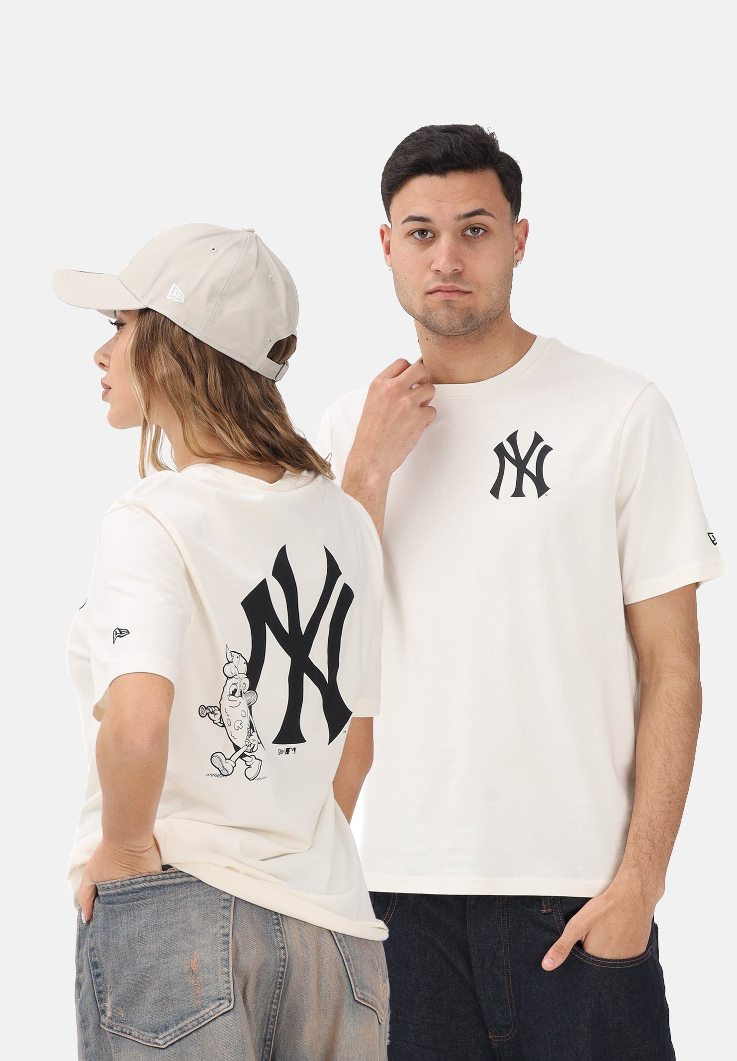 NEW ERA T-shirt a manica corta New York Yankees MLB Food Graphic panna per uomo e donna 60771504 . NEW ERA 