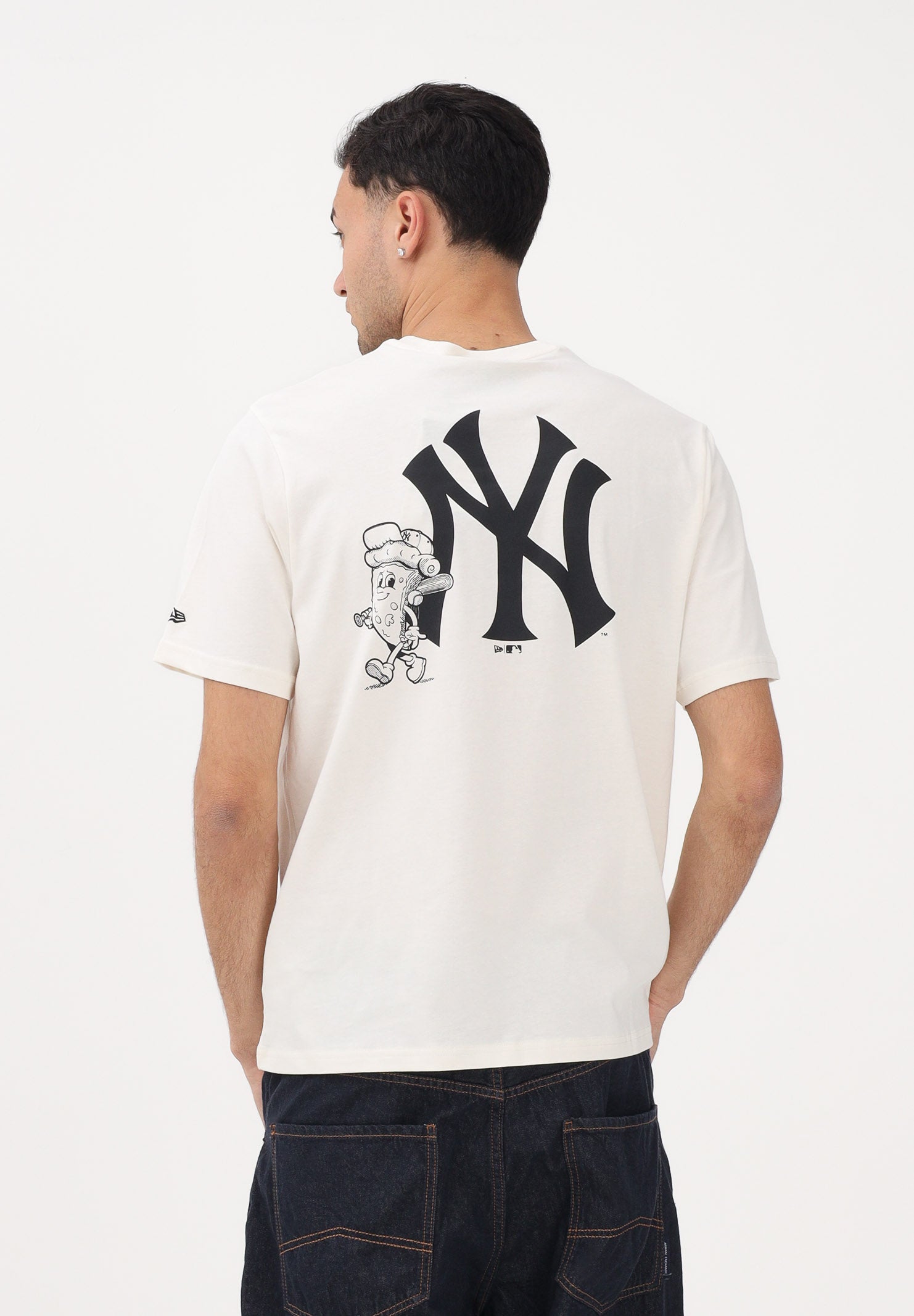 NEW ERA T-shirt a manica corta New York Yankees MLB Food Graphic panna per uomo e donna 60771504 . NEW ERA 