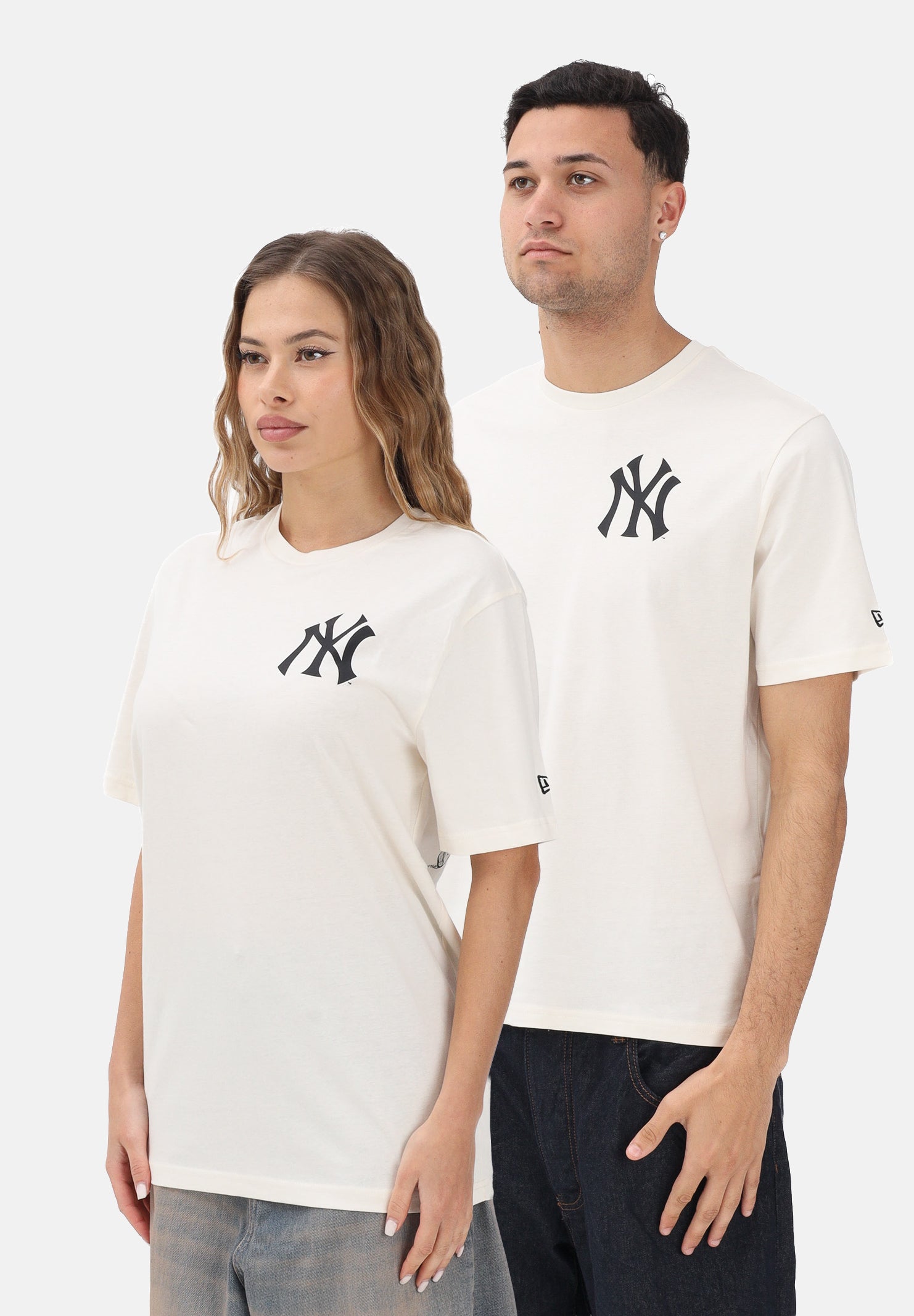 NEW ERA T-shirt a manica corta New York Yankees MLB Food Graphic panna per uomo e donna 60771504 . NEW ERA 