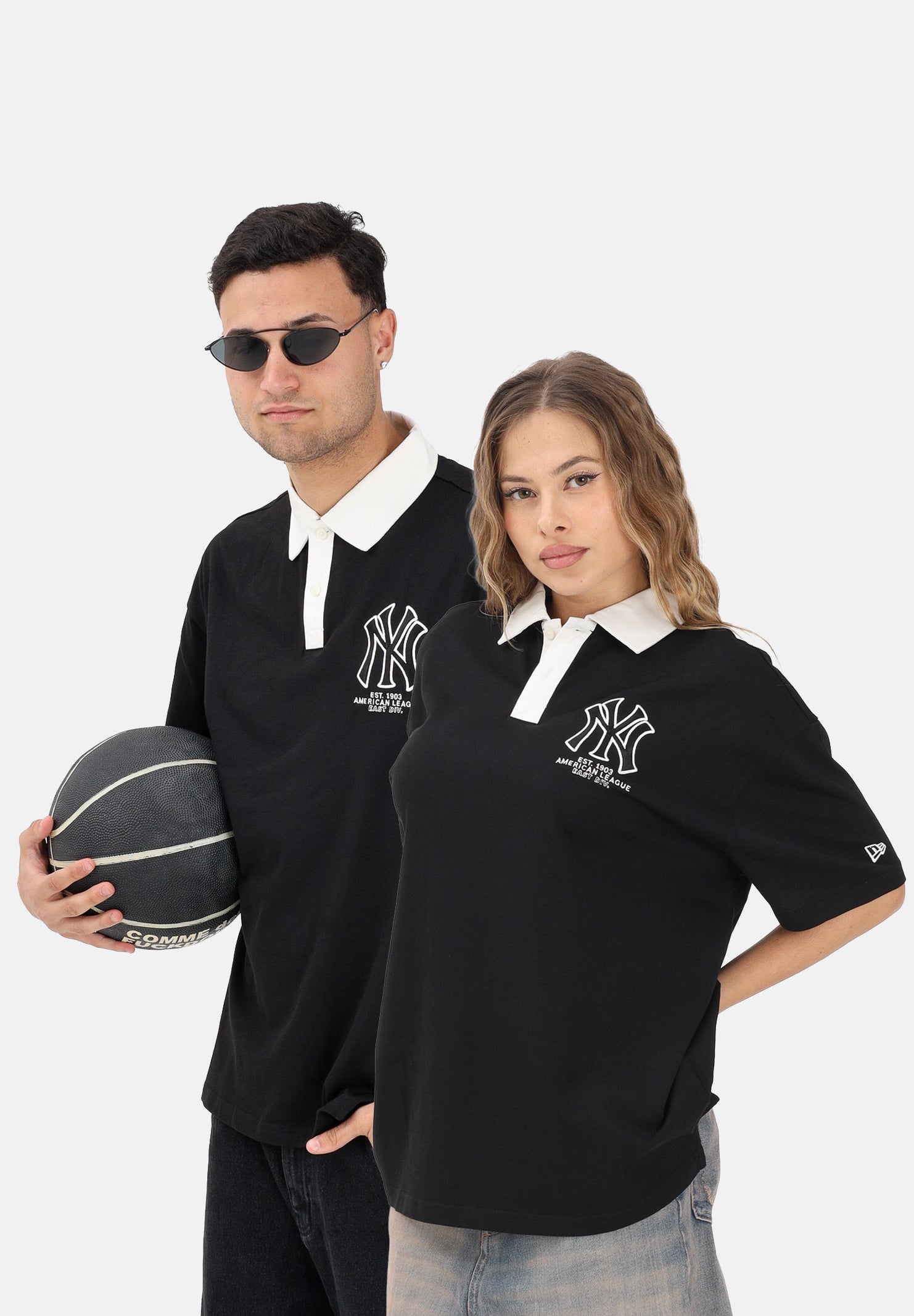 NEW ERA Polo a manica corta Oversized New York Yankees MLB nera per uomo e donna 60771566 . NEW ERA 
