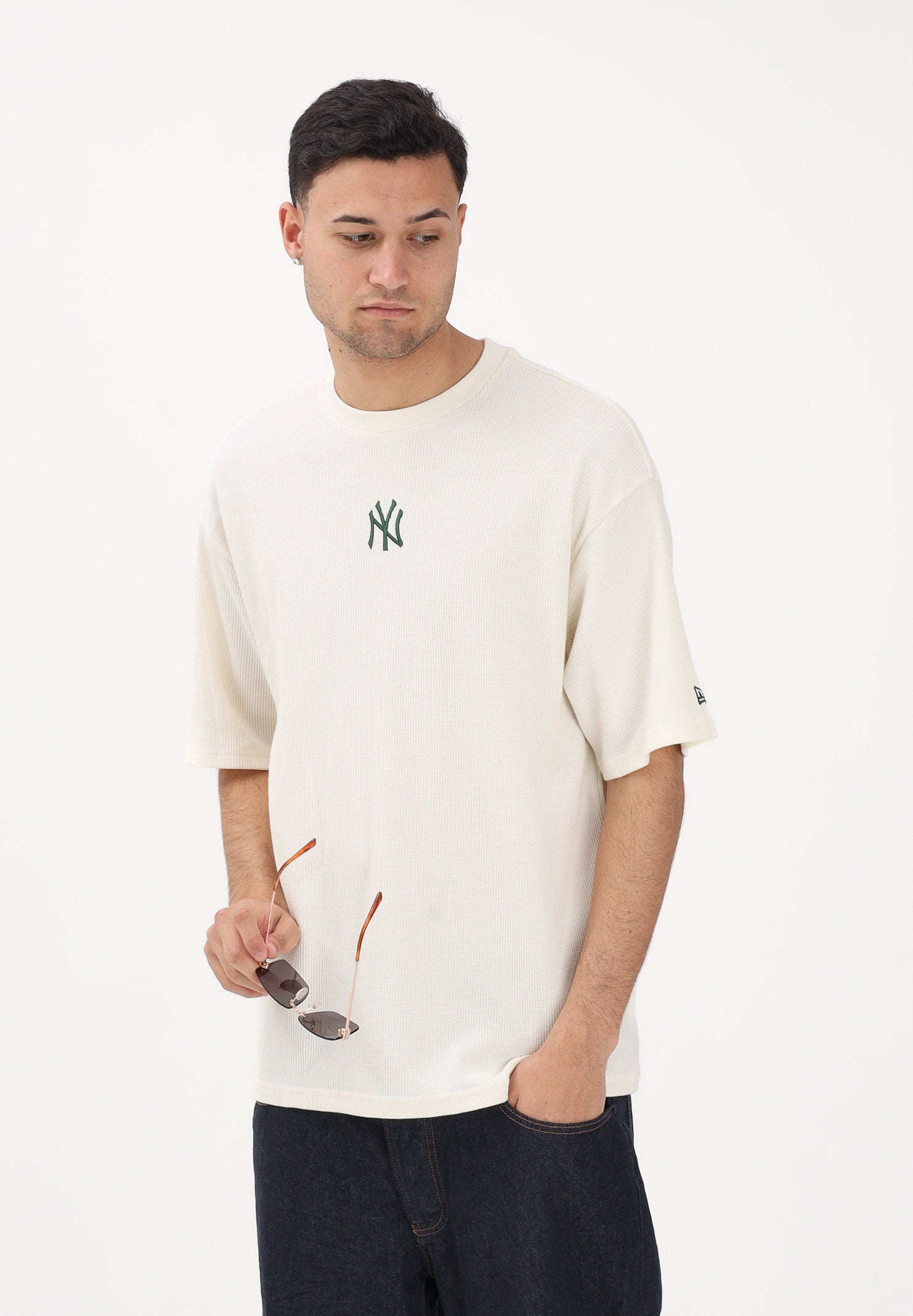 NEW ERA T-shirt a manica corta Oversized New York Yankees MLB Waffle bianca per uomo e donna 60771571 . NEW ERA 