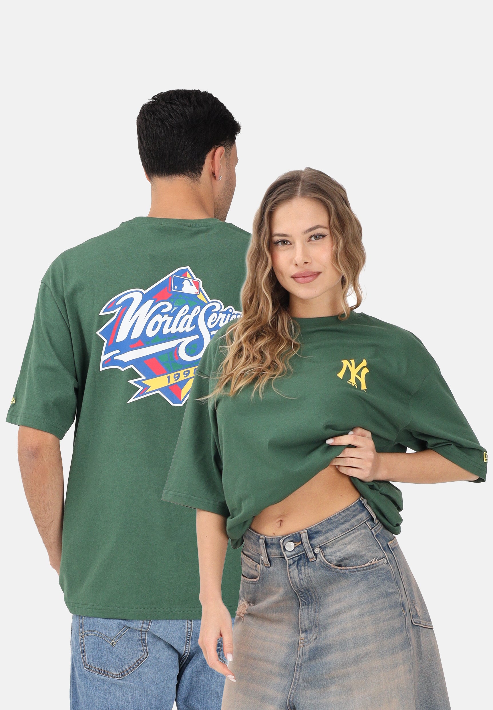 NEW ERA T-shirt a manica corta New York Yankees MLB World Series verde per uomo e donna 60771584 . NEW ERA 