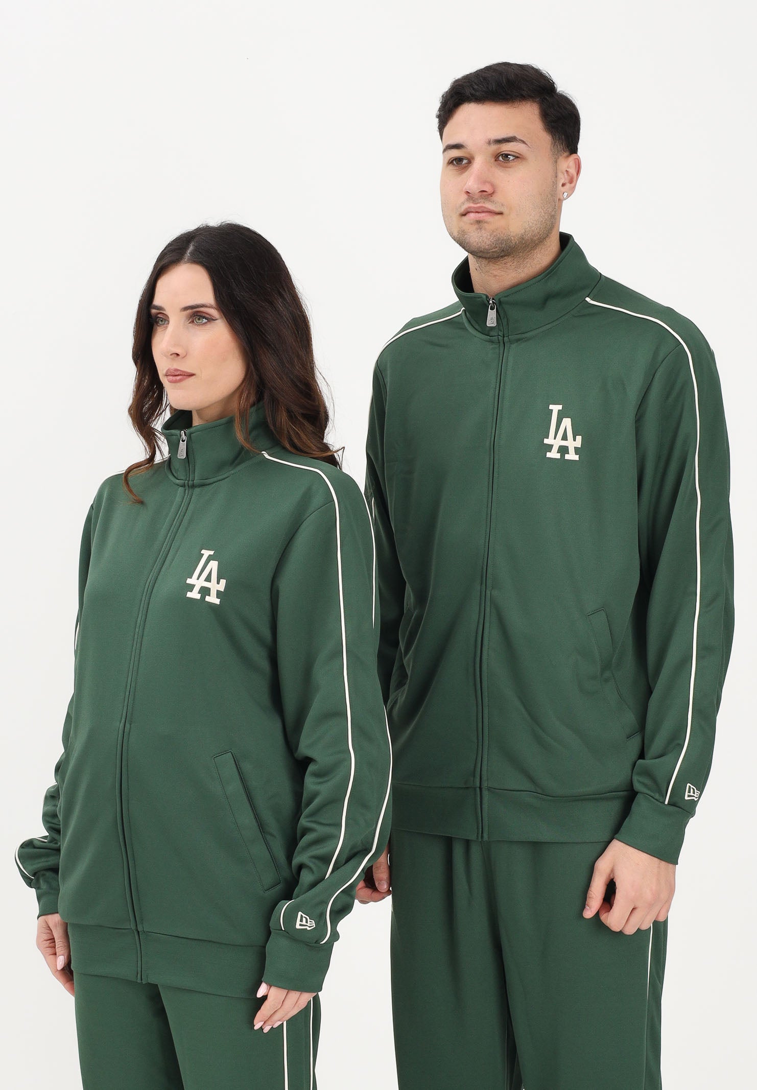 NEW ERA Felpa con zip LA Dodgers MLB Piping verde per uomo e donna 60771585 . NEW ERA 