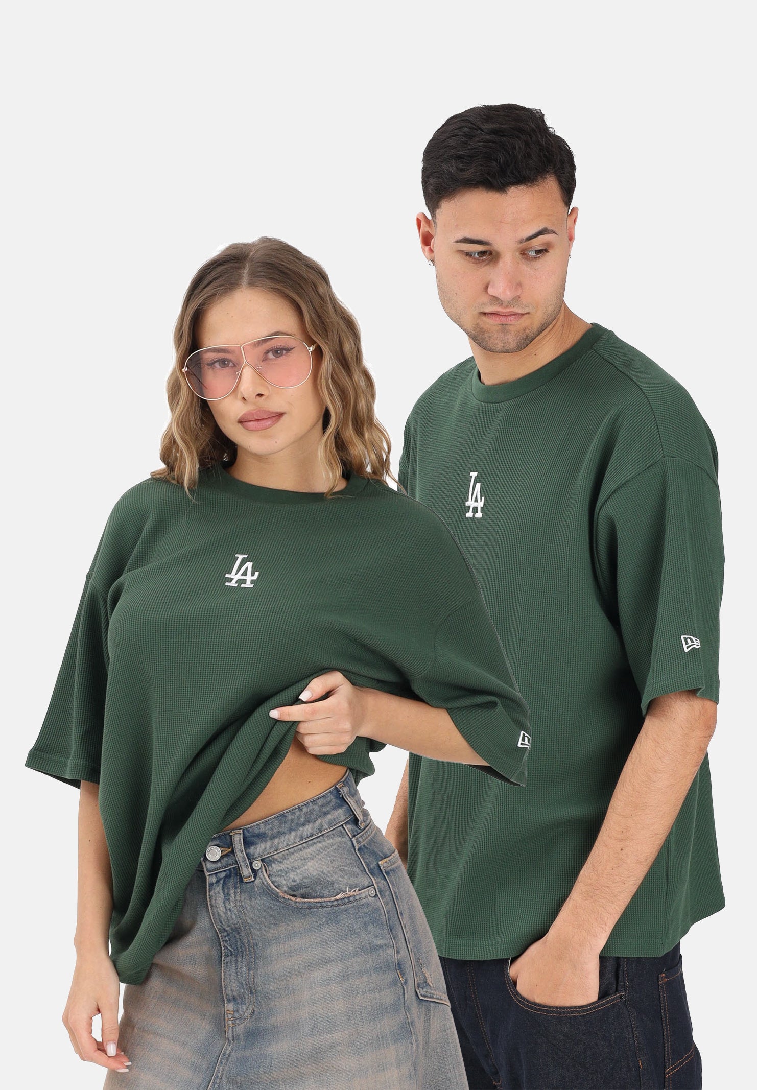 NEW ERA T-shirt a manica corta Oversized LA Dodgers MLB Waffle verde per uomo e donna 60771587 . NEW ERA 