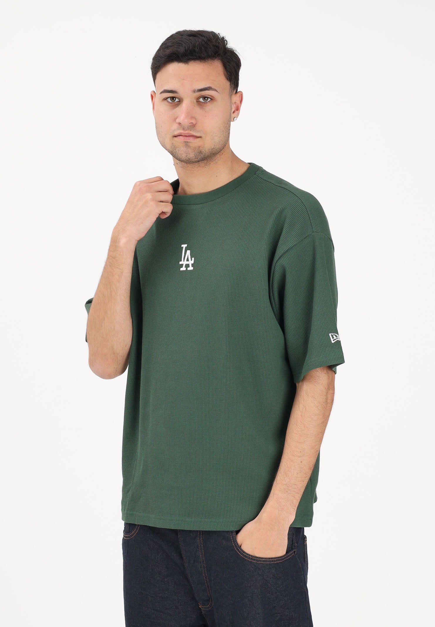 NEW ERA T-shirt a manica corta Oversized LA Dodgers MLB Waffle verde per uomo e donna 60771587 . NEW ERA 