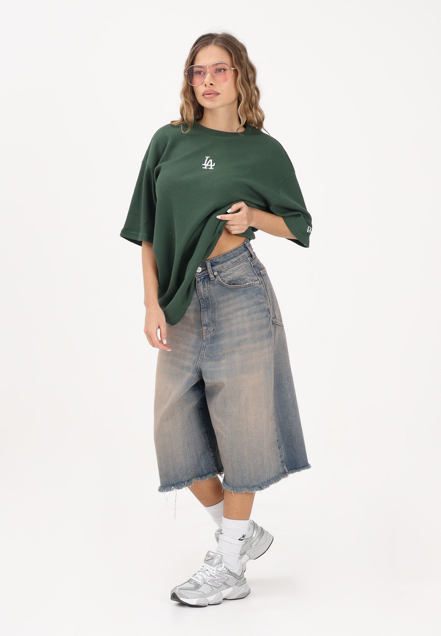 NEW ERA T-shirt a manica corta Oversized LA Dodgers MLB Waffle verde per uomo e donna 60771587 . NEW ERA 