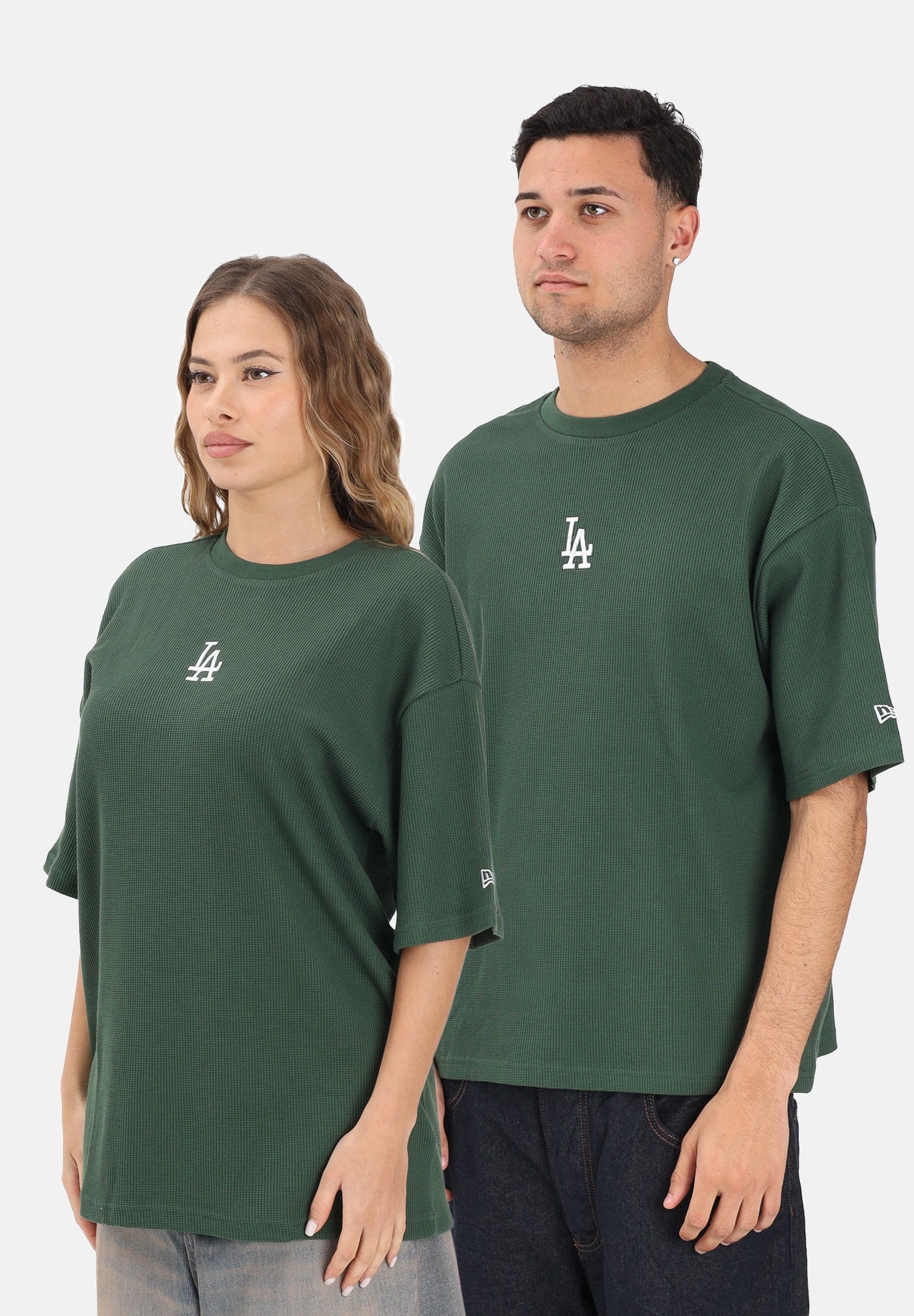 NEW ERA T-shirt a manica corta Oversized LA Dodgers MLB Waffle verde per uomo e donna 60771587 . NEW ERA 
