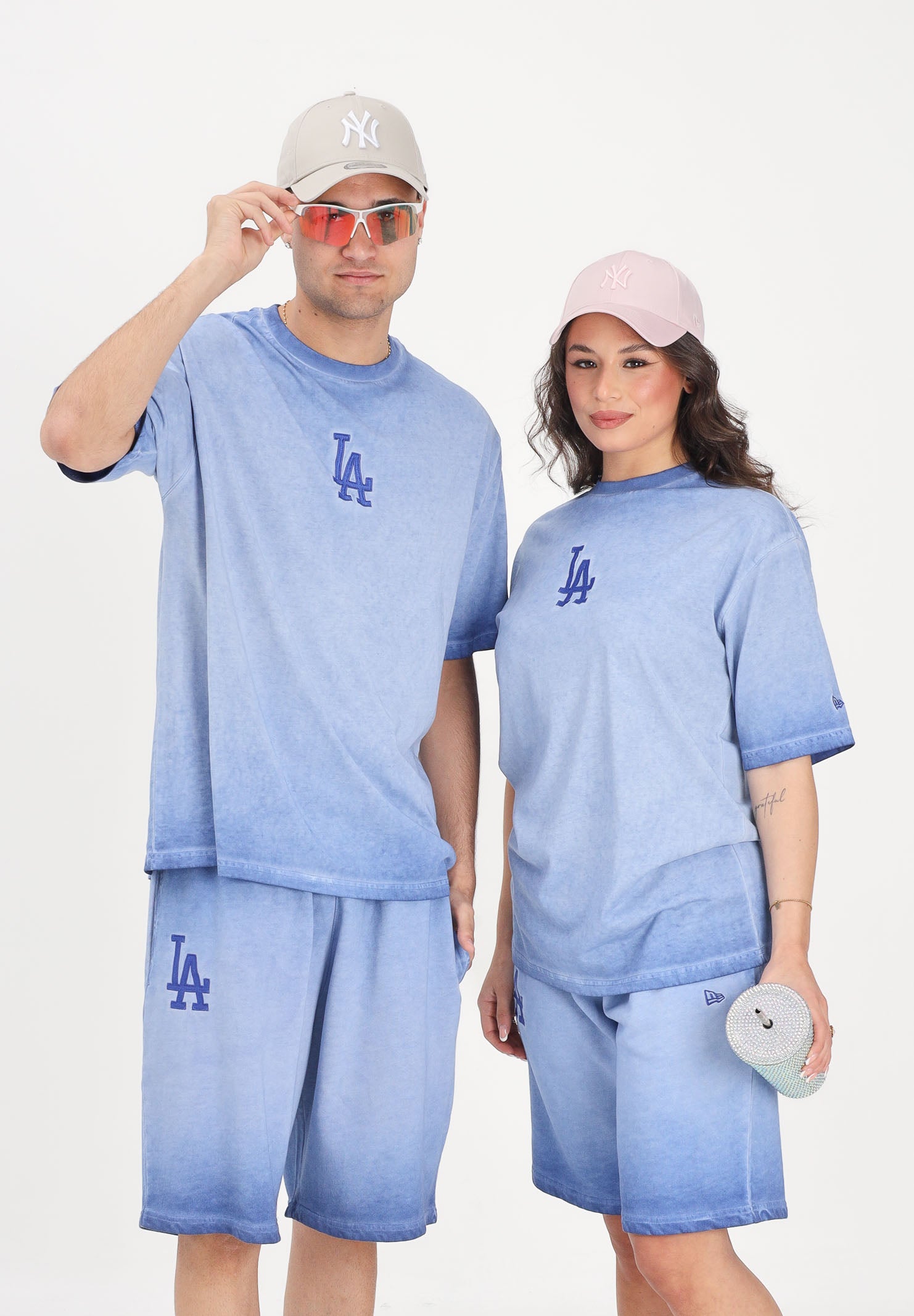 NEW ERA T-shirt a manica corta LA Dodgers MLB Washed Logo blu per uomo e donna 60856137 . NEW ERA 