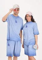 NEW ERA T-shirt a manica corta LA Dodgers MLB Washed Logo blu per uomo e donna 60856137 . NEW ERA 