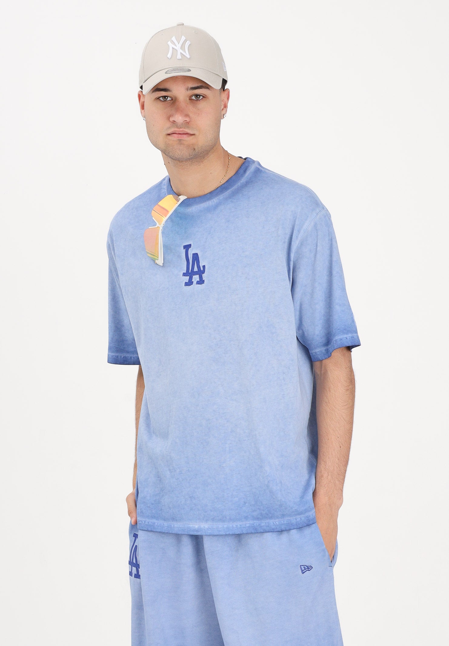 NEW ERA T-shirt a manica corta LA Dodgers MLB Washed Logo blu per uomo e donna 60856137 . NEW ERA 