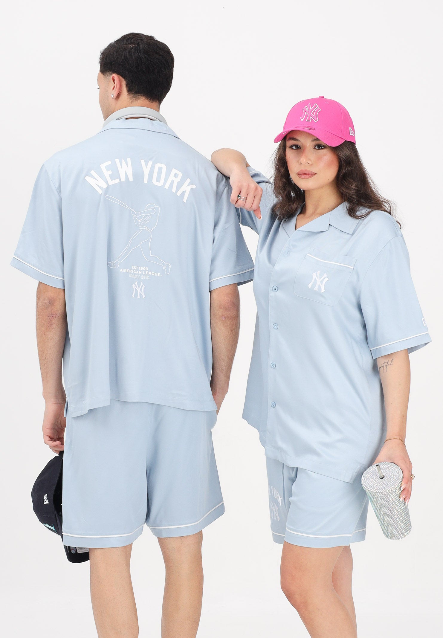 NEW ERA Camicia a manica corta MLB Graphic Revere New York Yankees celeste per uomo e donna 60856138 . NEW ERA 