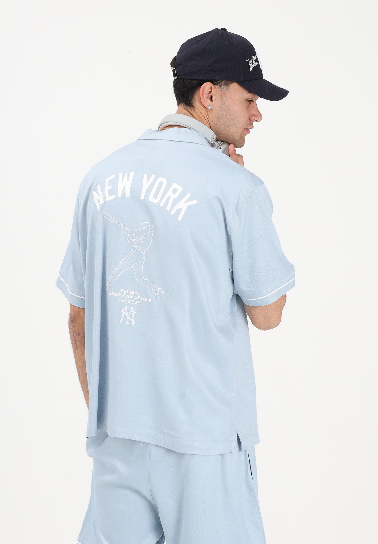 NEW ERA Camicia a manica corta MLB Graphic Revere New York Yankees celeste per uomo e donna 60856138 . NEW ERA 