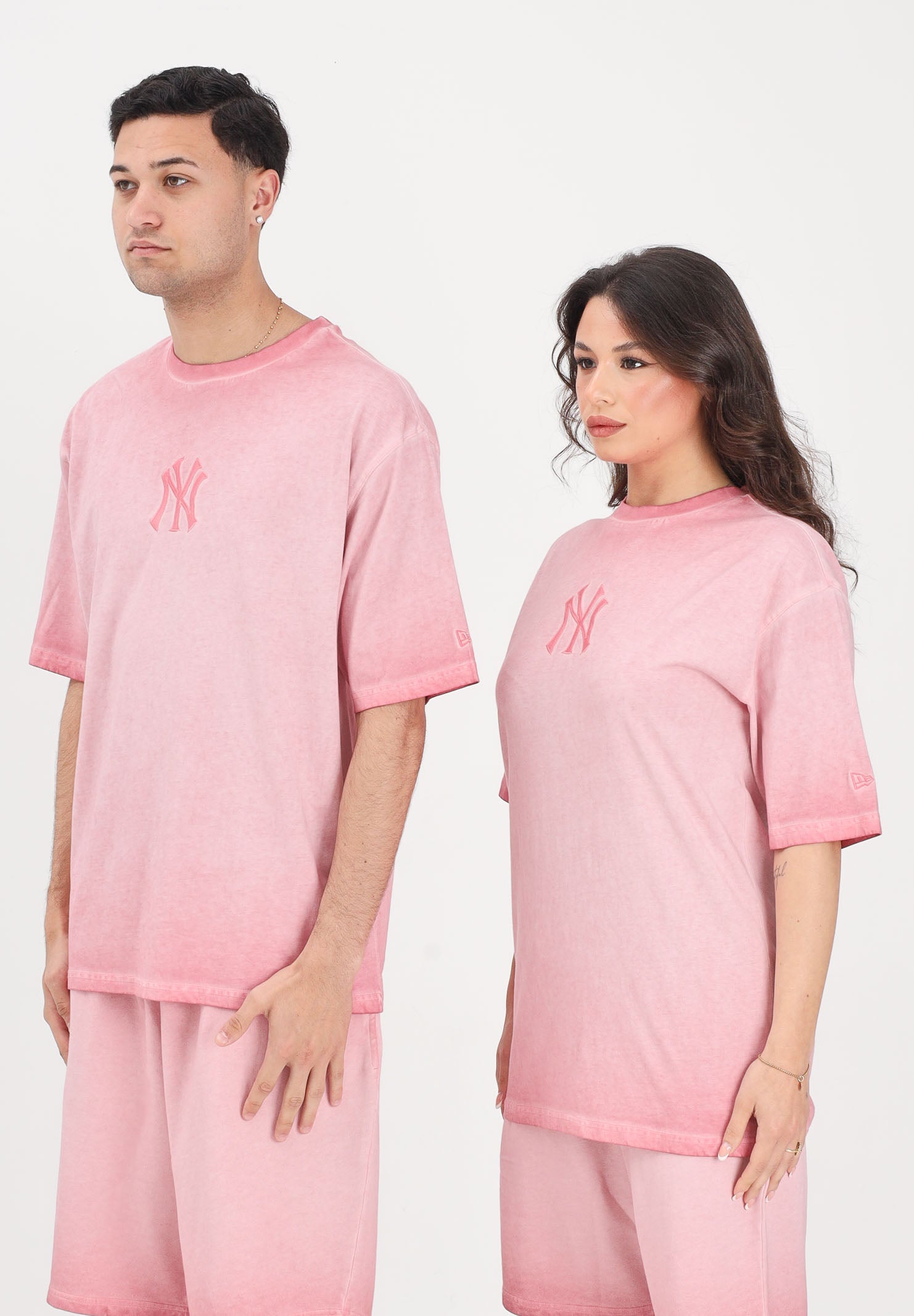 NEW ERA T-shirt a manica corta New York Yankees MLB Washed Logo rosa per uomo e donna 60856151 . NEW ERA 