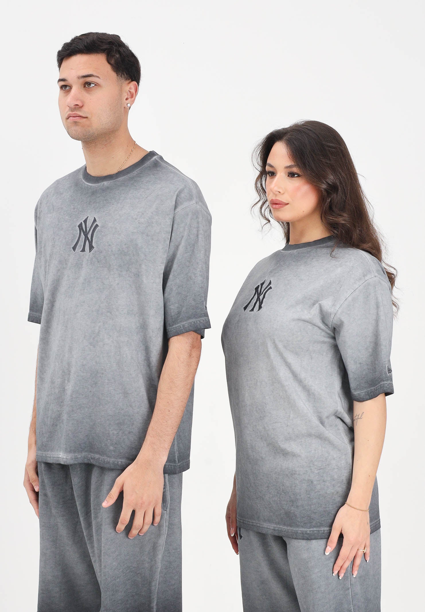 NEW ERA T-shirt a manica corta New York Yankees MLB Washed Logo grigia per uomo e donna 60856162 . NEW ERA 