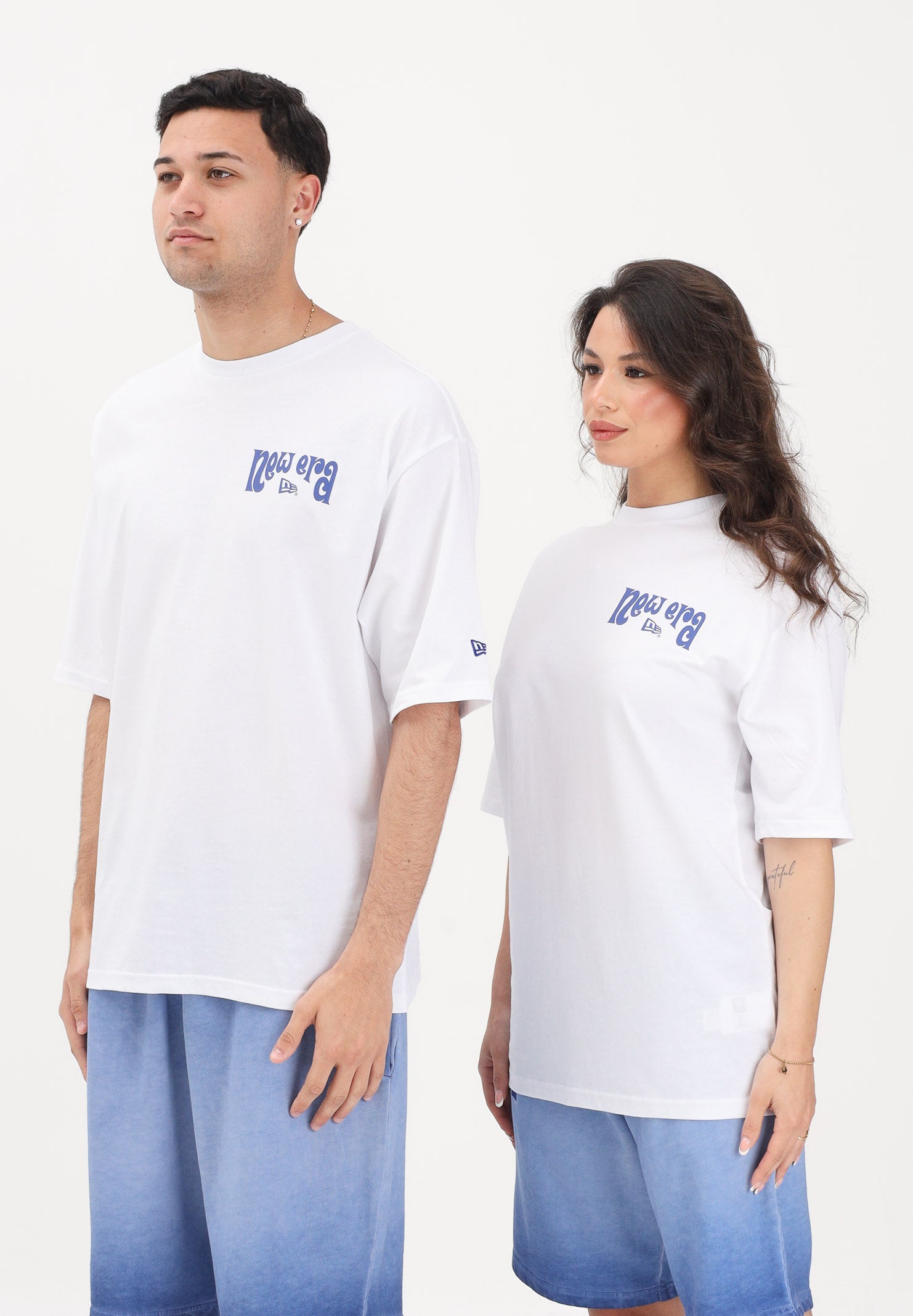 NEW ERA T-shirt a manica corta bianca per uomo e donna con stampa 60856181 . NEW ERA 