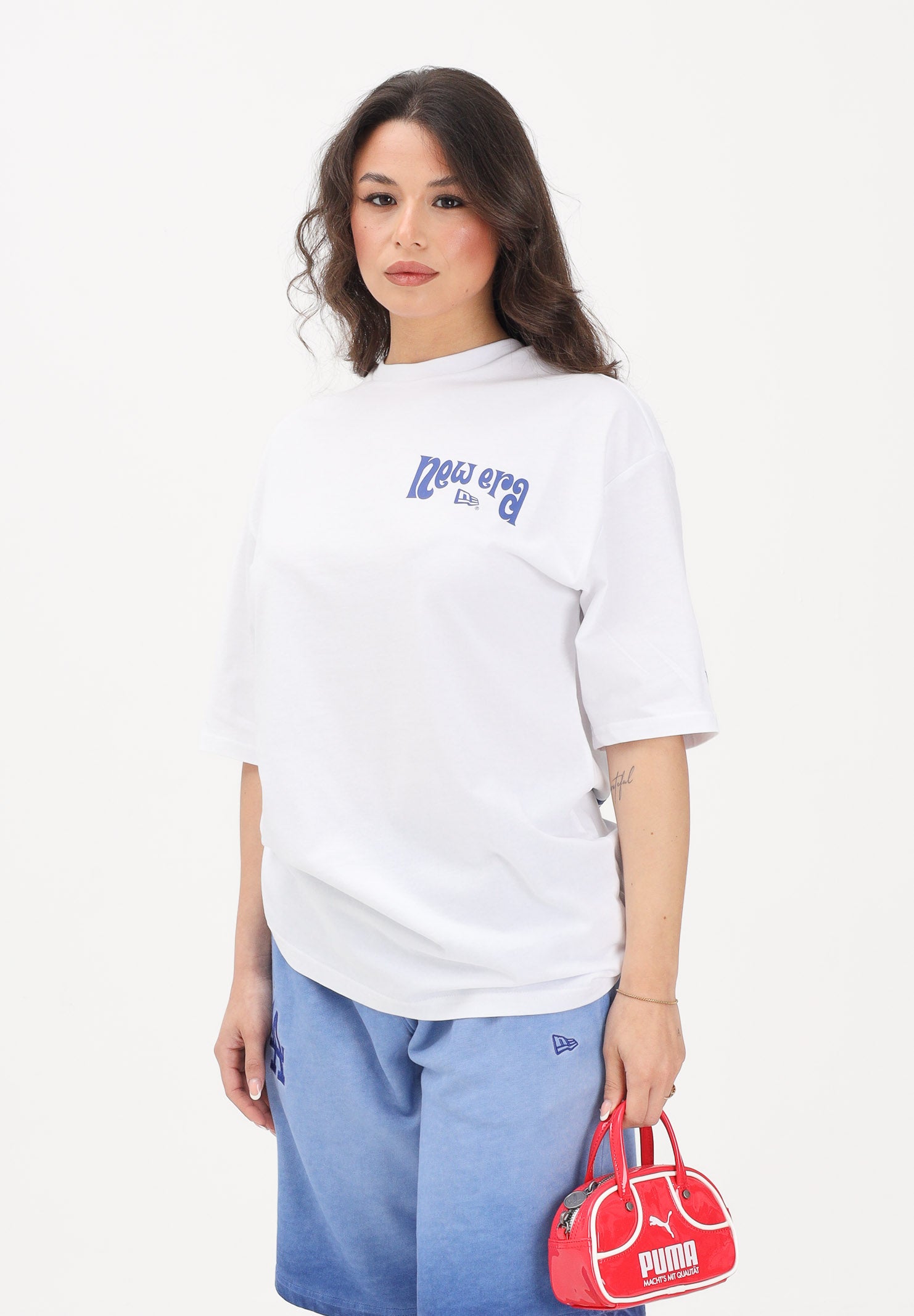 NEW ERA T-shirt a manica corta bianca per uomo e donna con stampa 60856181 . NEW ERA 