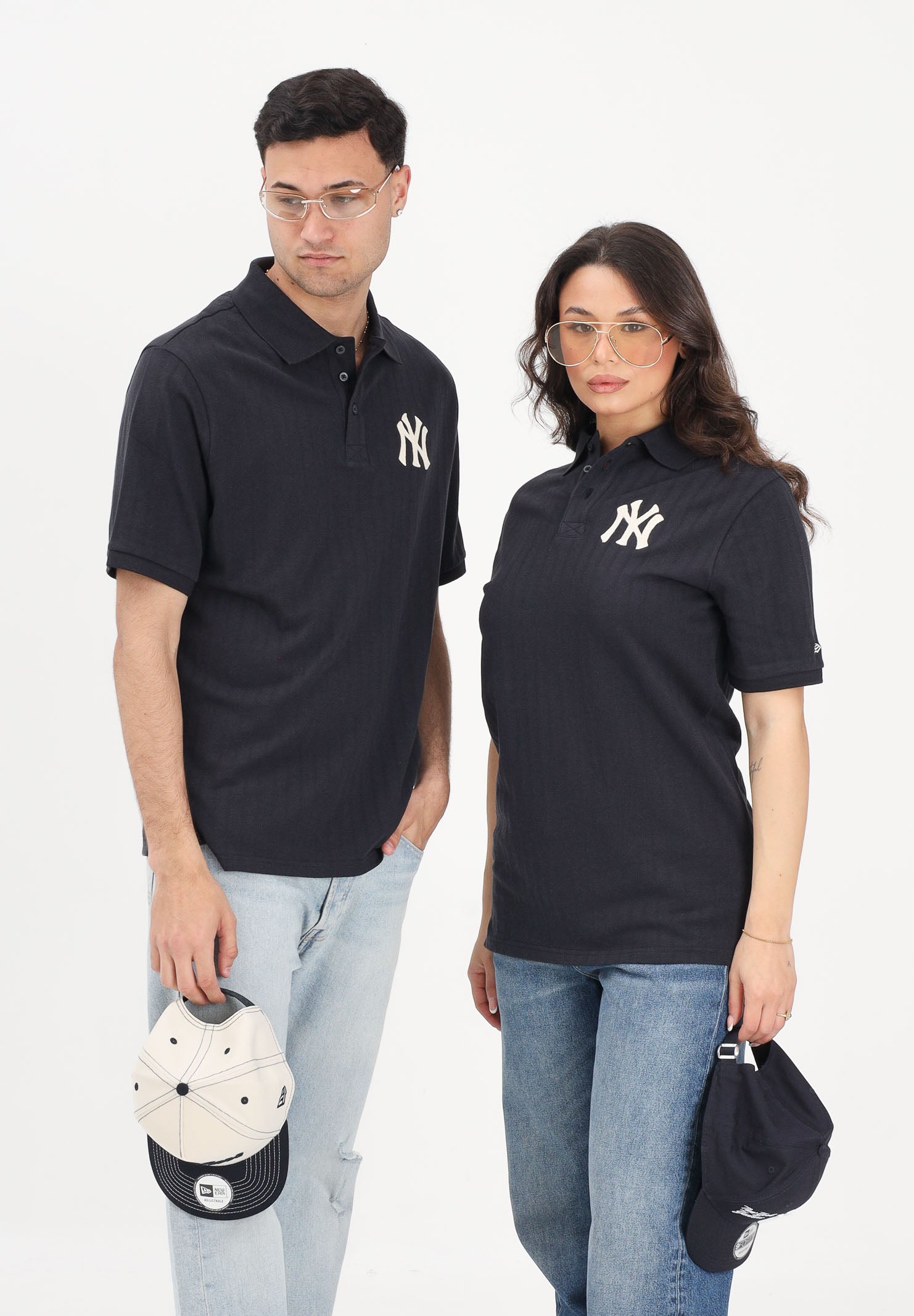 NEW ERA Polo a manica corta New York Yankees MLB Rib blu per uomo e donna 60856204 . NEW ERA 
