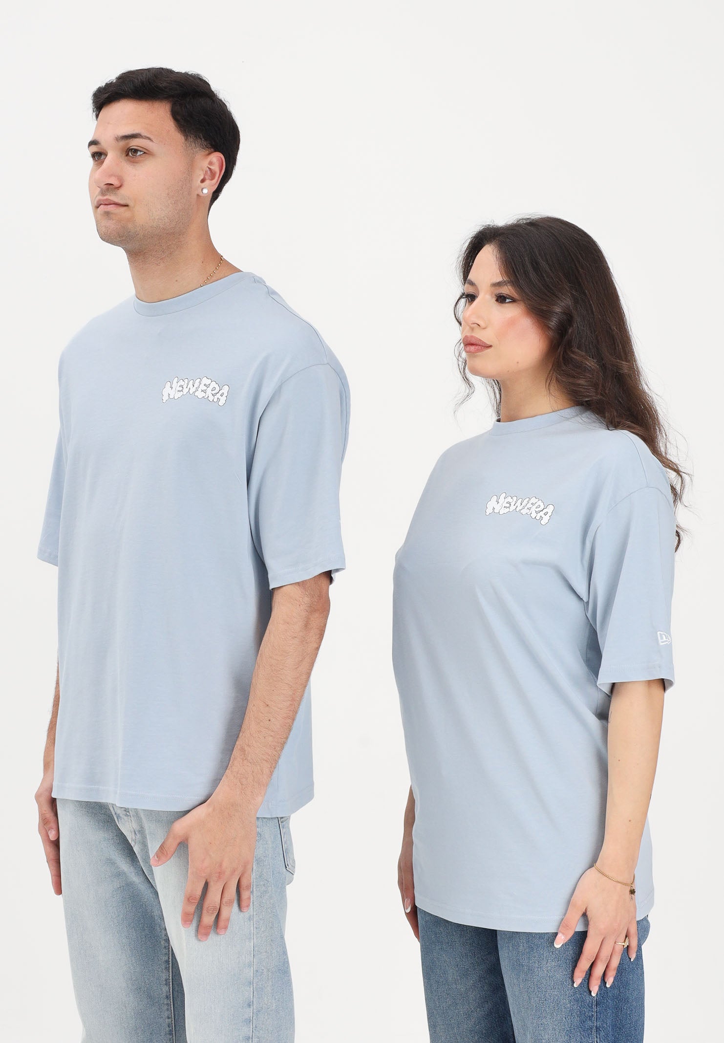 NEW ERA T-shirt a manica corta Oversized New Era Fun Block Party Graphic azzurra per uomo e donna 60856210 . NEW ERA 