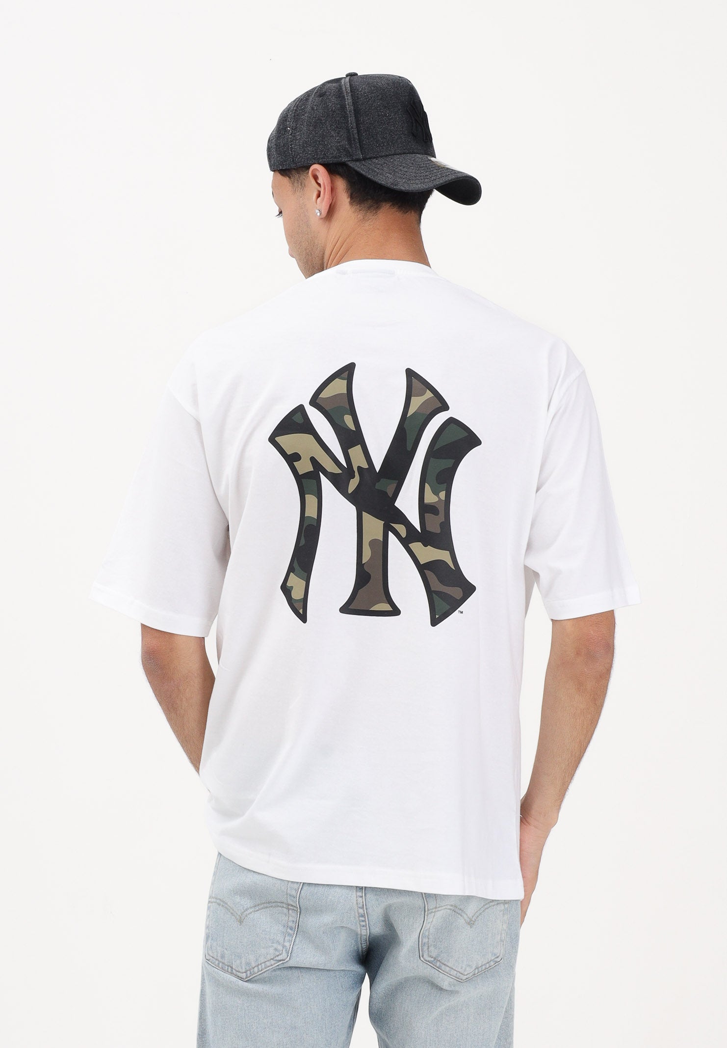 NEW ERA T-shirt a manica corta Oversized New York Yankees MLB Infill bianca per uomo e donna 60856215 . NEW ERA 