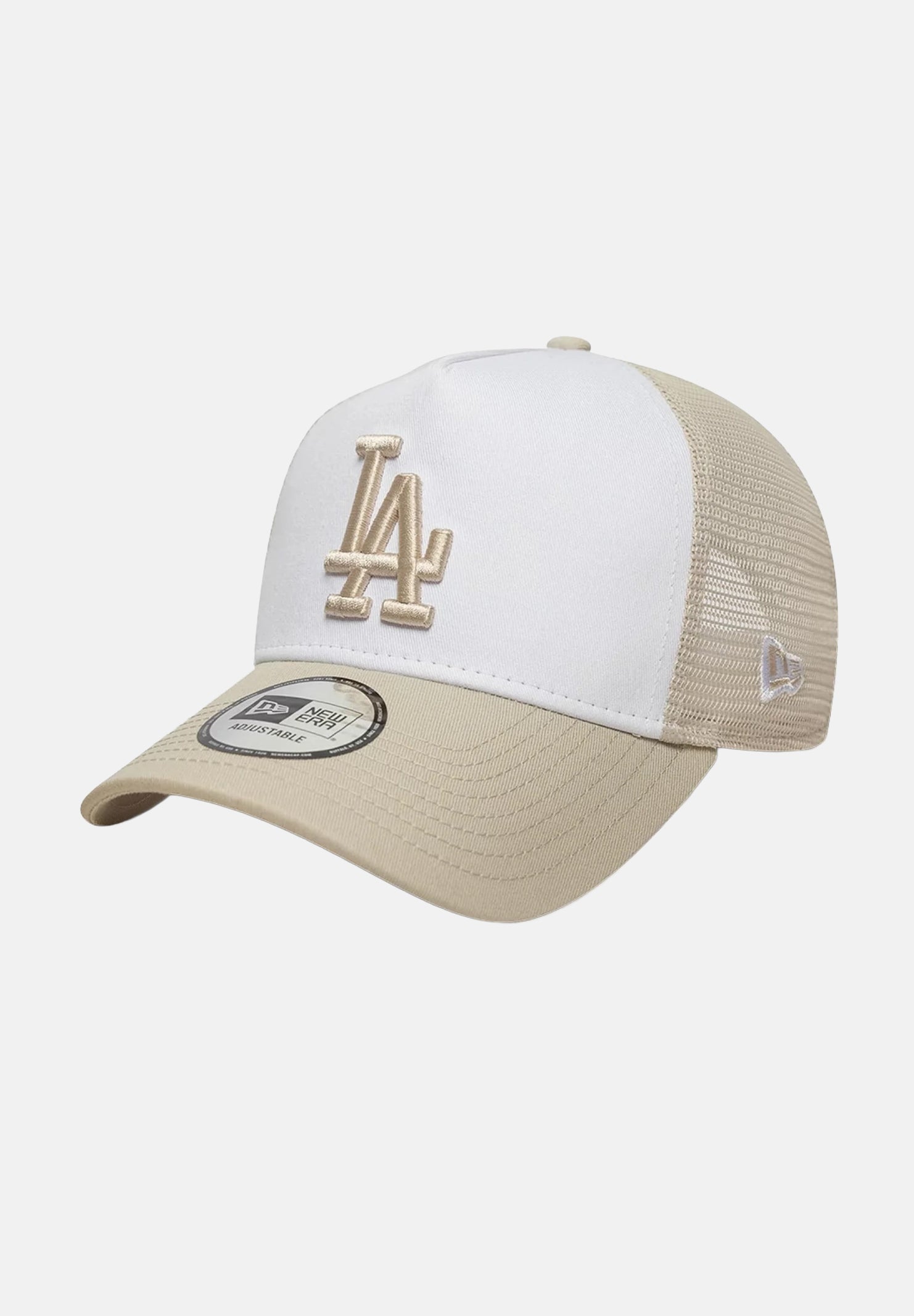 NEW ERA Cappello con visiera 9FORTY A-Frame Trucker LA Dodgers MLB League Essential beige e bianco per uomo e donna 60856266 . NEW ERA 