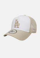 NEW ERA Cappello con visiera 9FORTY A-Frame Trucker LA Dodgers MLB League Essential beige e bianco per uomo e donna 60856266 . NEW ERA 