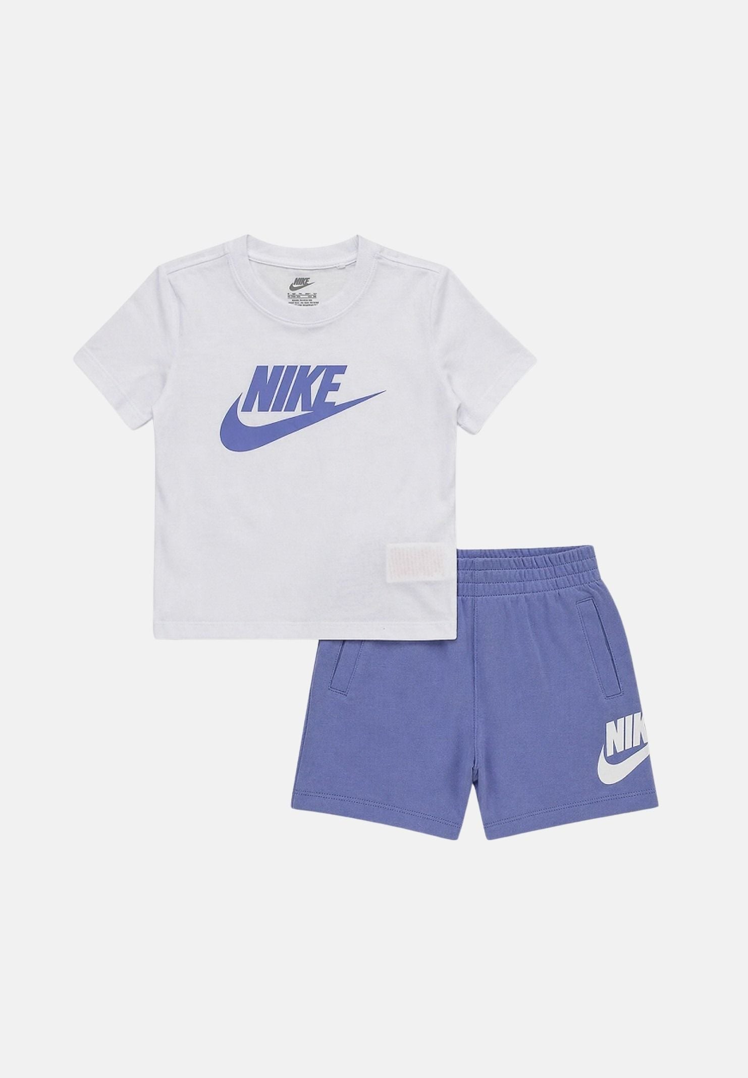NIKE Completino CLUB TEE bianco e lilla da neonato con stampa logo 66L596 P3F NIKE 