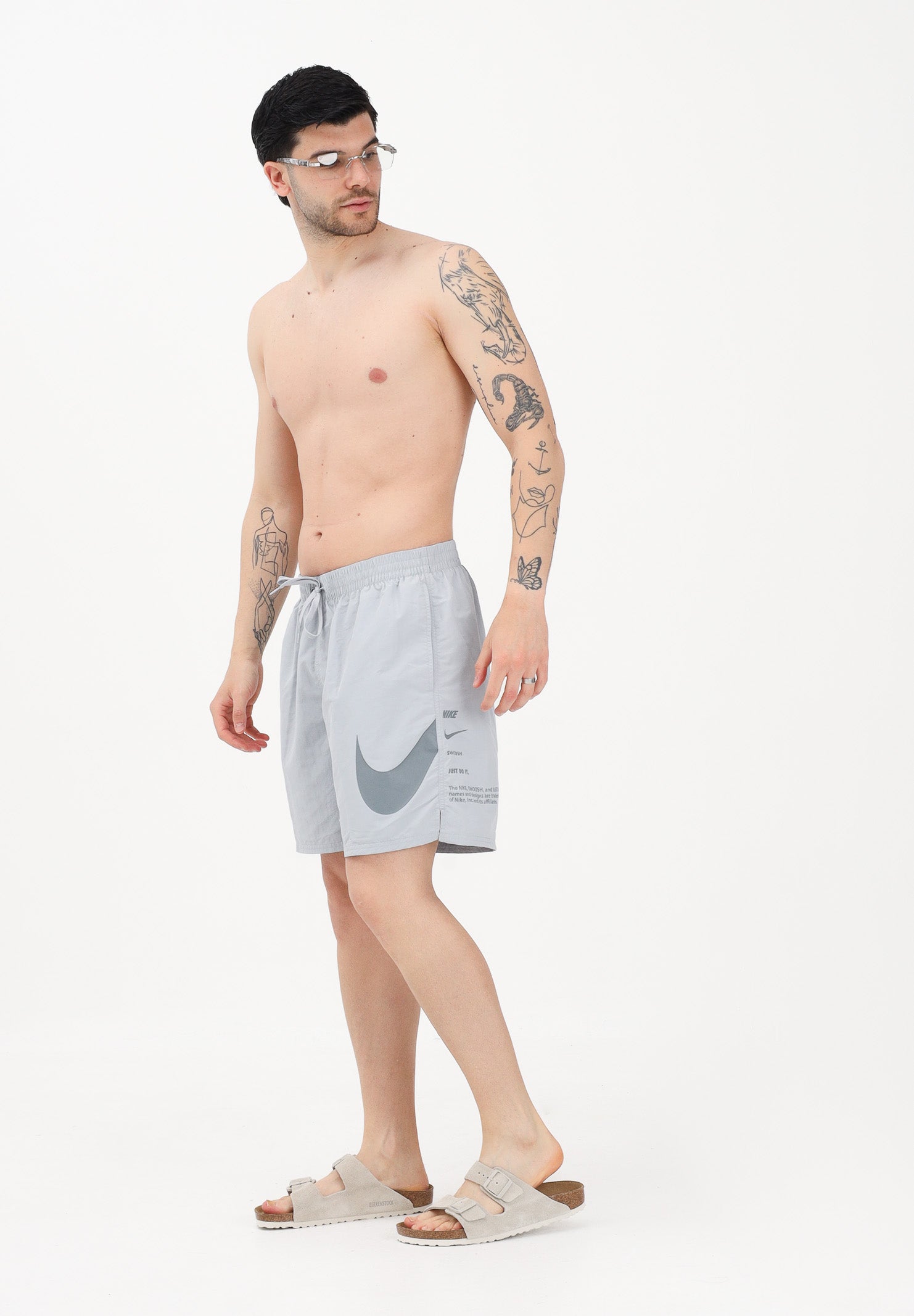 NIKE Shorts mare grigio da uomo con stampa NESSF508 051 NIKE 