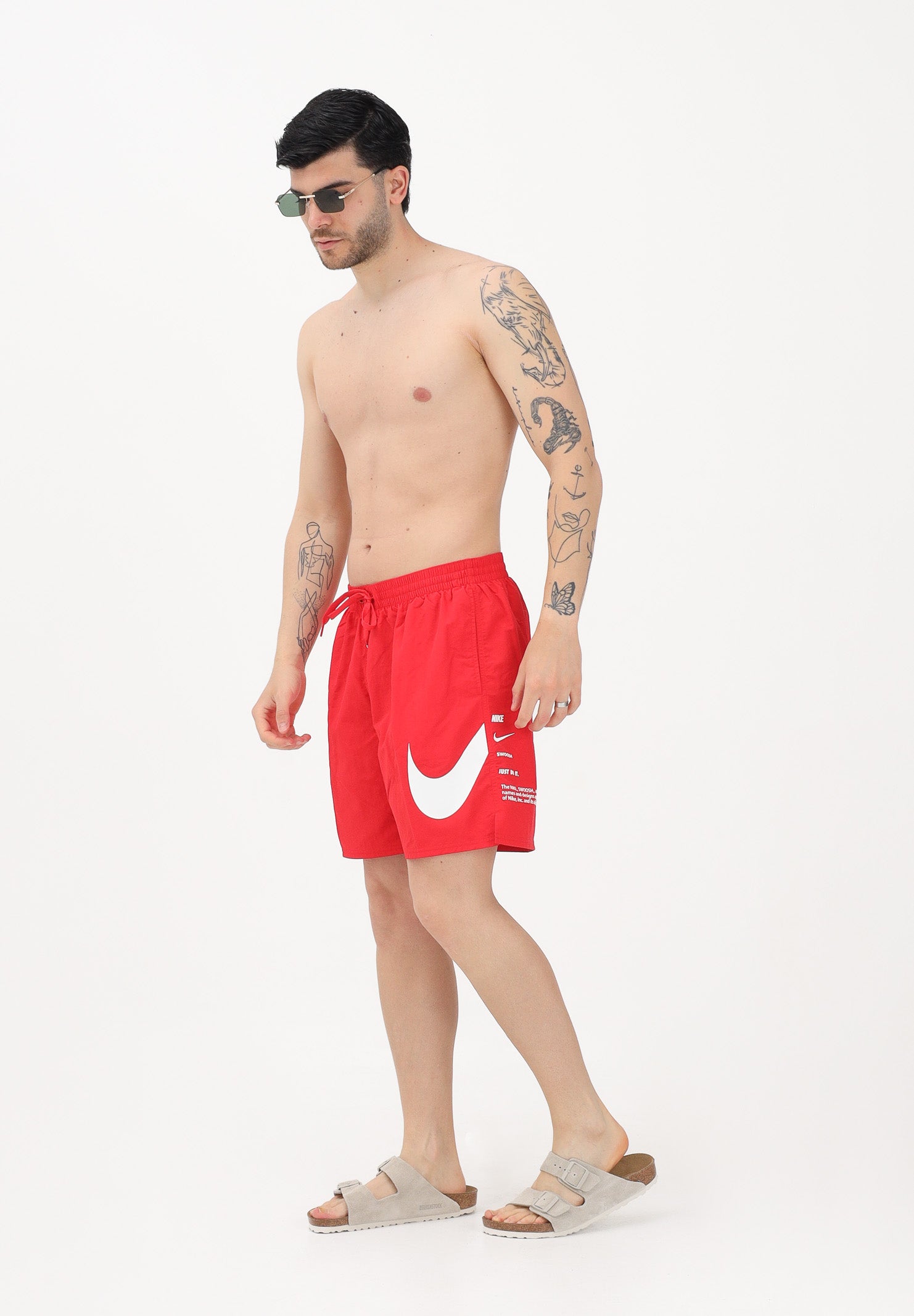 NIKE Shorts mare rosso da uomo con stampa NESSF508 614 NIKE 