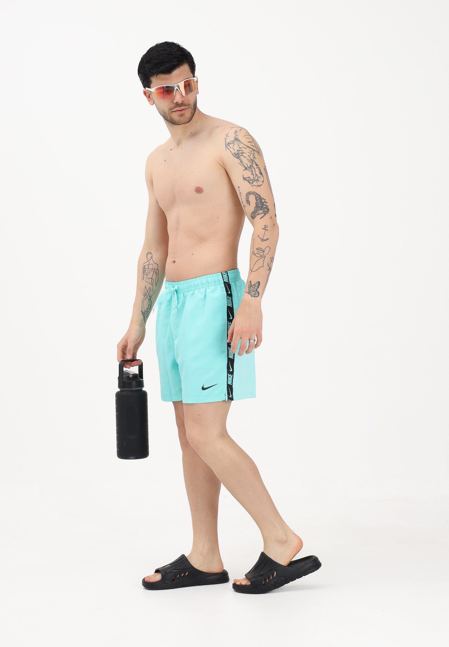 NIKE Shorts mare verde acqua da uomo con banda laterale logata NESSG555 468 NIKE 