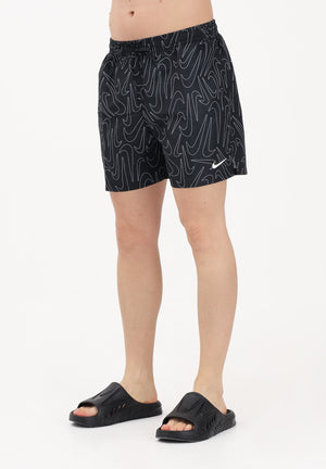 NIKE Shorts mare nero da uomo con stampa Swoosh NESSG572 001 NIKE 