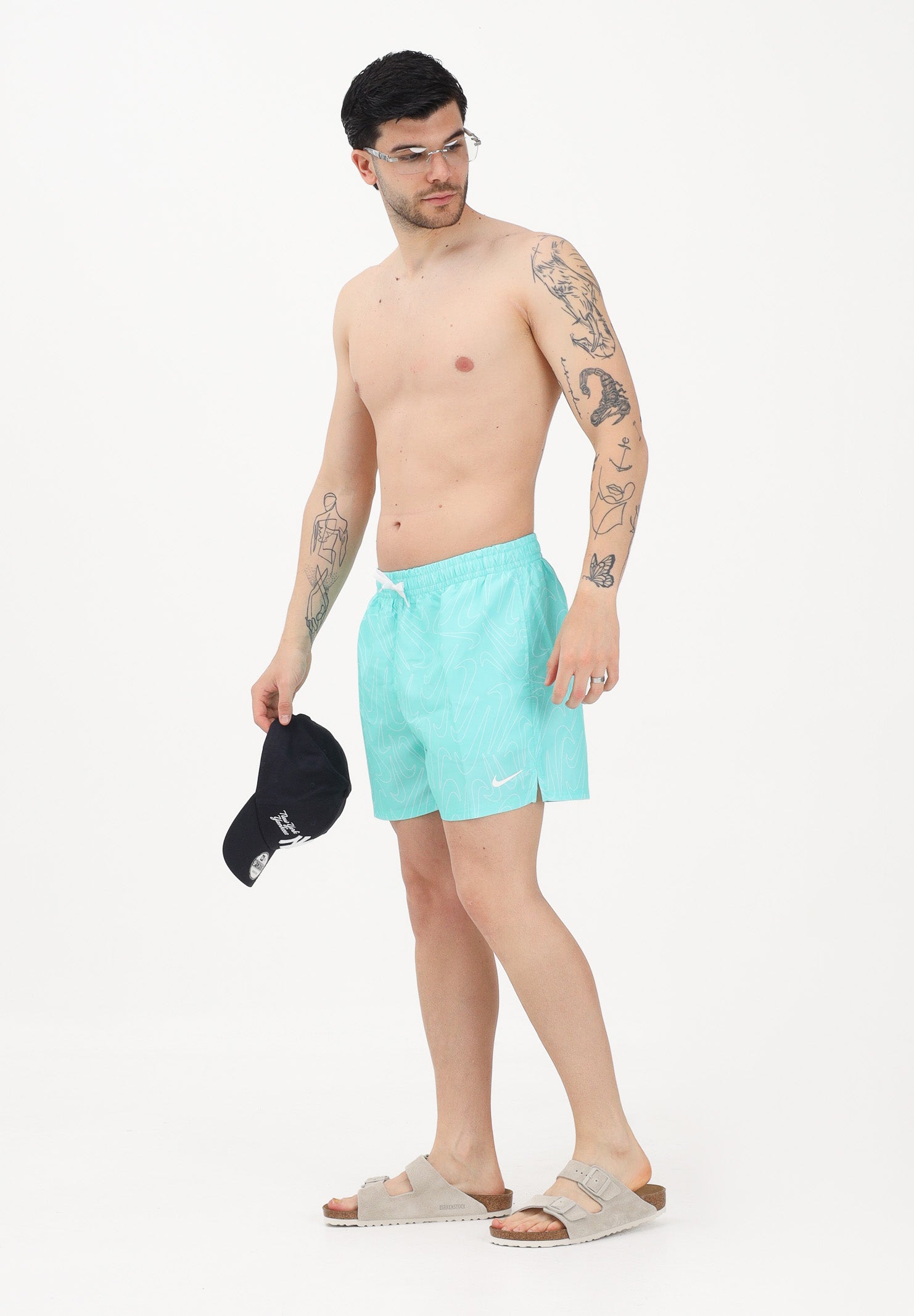 NIKE Shorts mare verde acqua da uomo con stampa Swoosh NESSG572 468 NIKE 