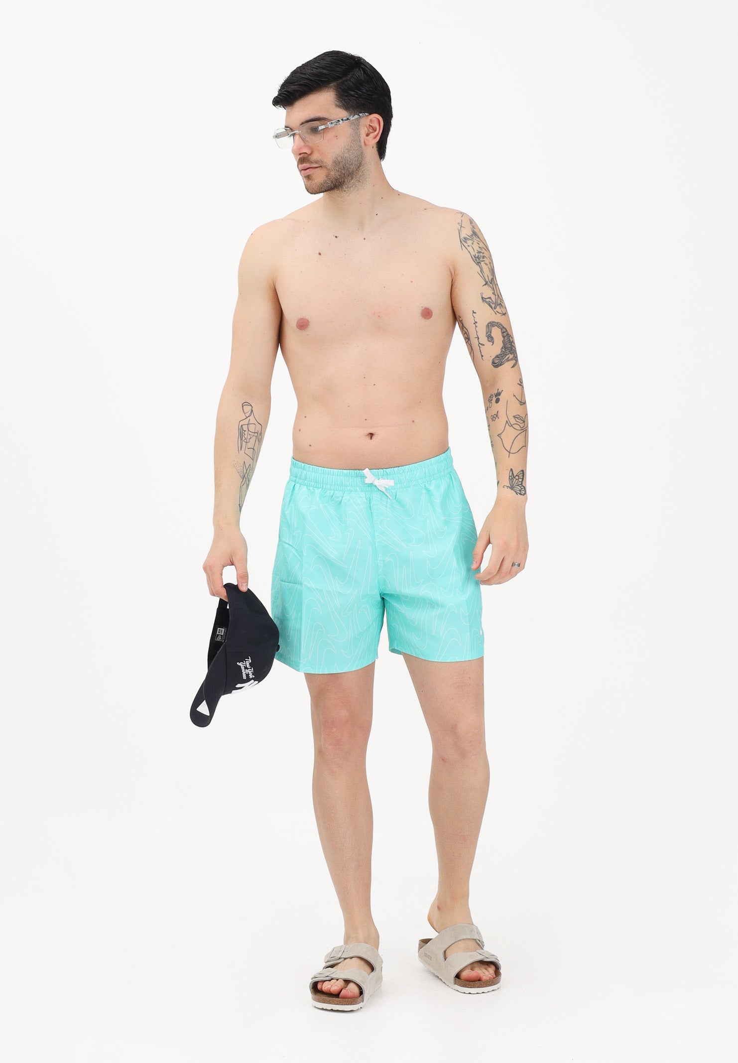 NIKE Shorts mare verde acqua da uomo con stampa Swoosh NESSG572 468 NIKE 