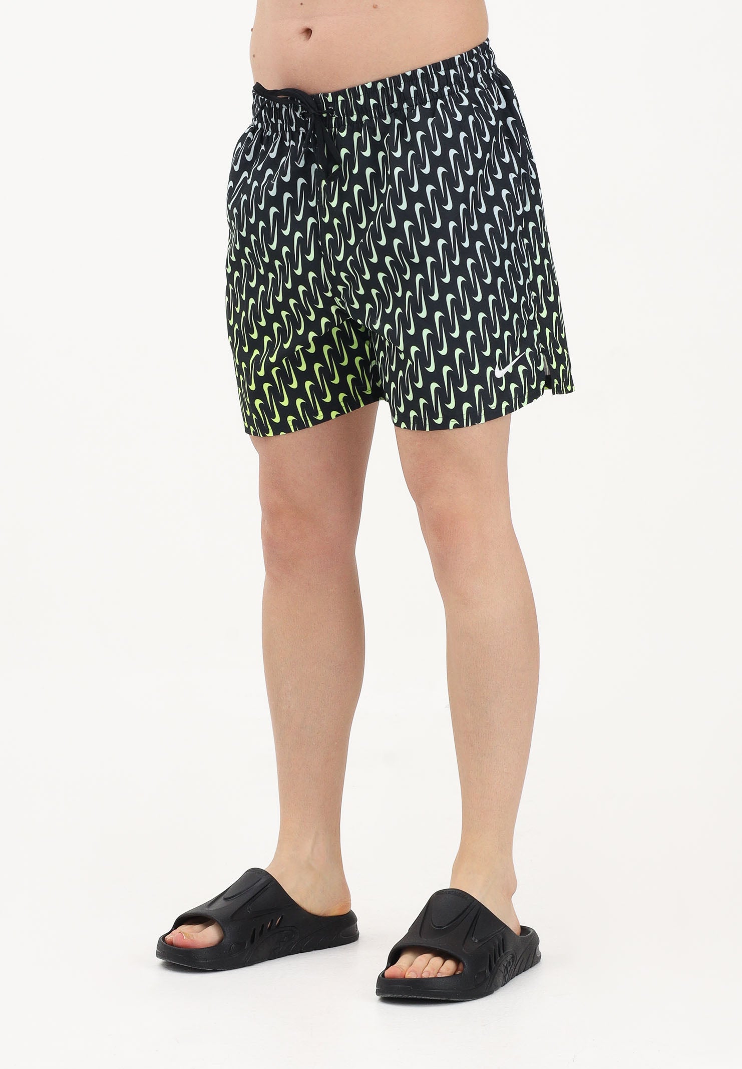 NIKE Shorts mare nero da uomo con stampa Swoosh NESSG577 001 NIKE 
