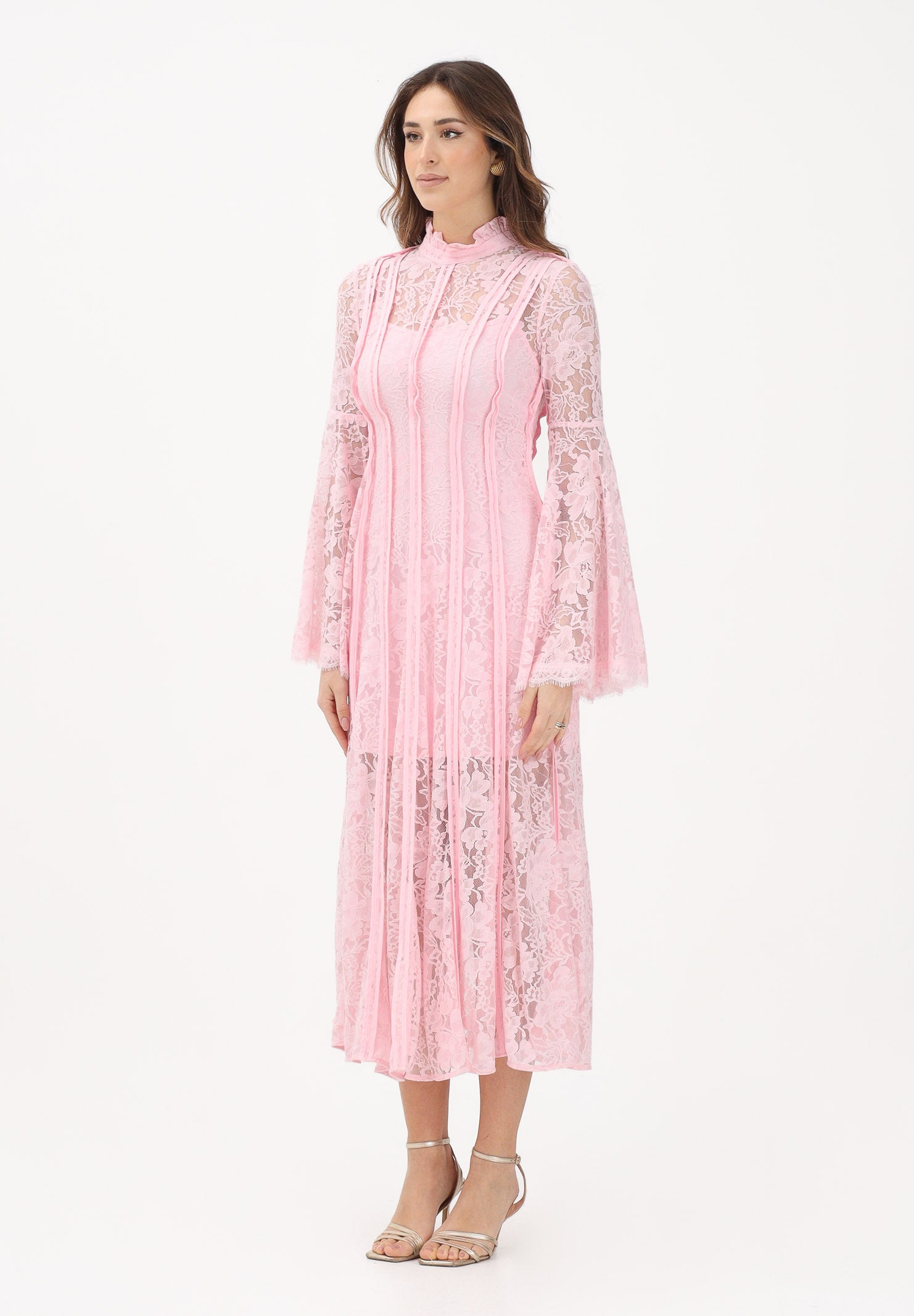 ODI ODI Abito midi rosa da donna realizzato in pizzo floreale ARBOREA110S6 G8 ODI ODI 