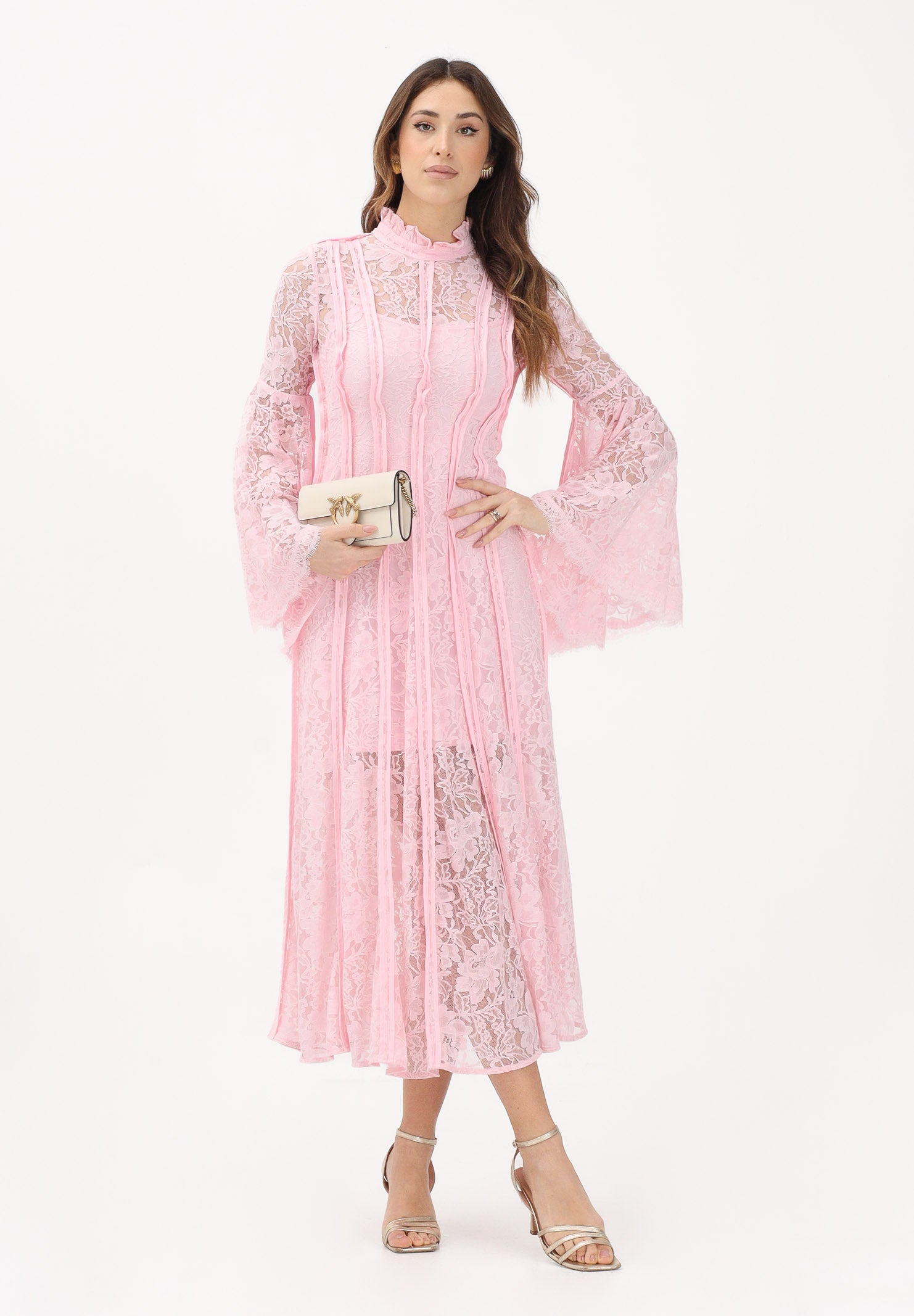 ODI ODI Abito midi rosa da donna realizzato in pizzo floreale ARBOREA110S6 G8 ODI ODI 
