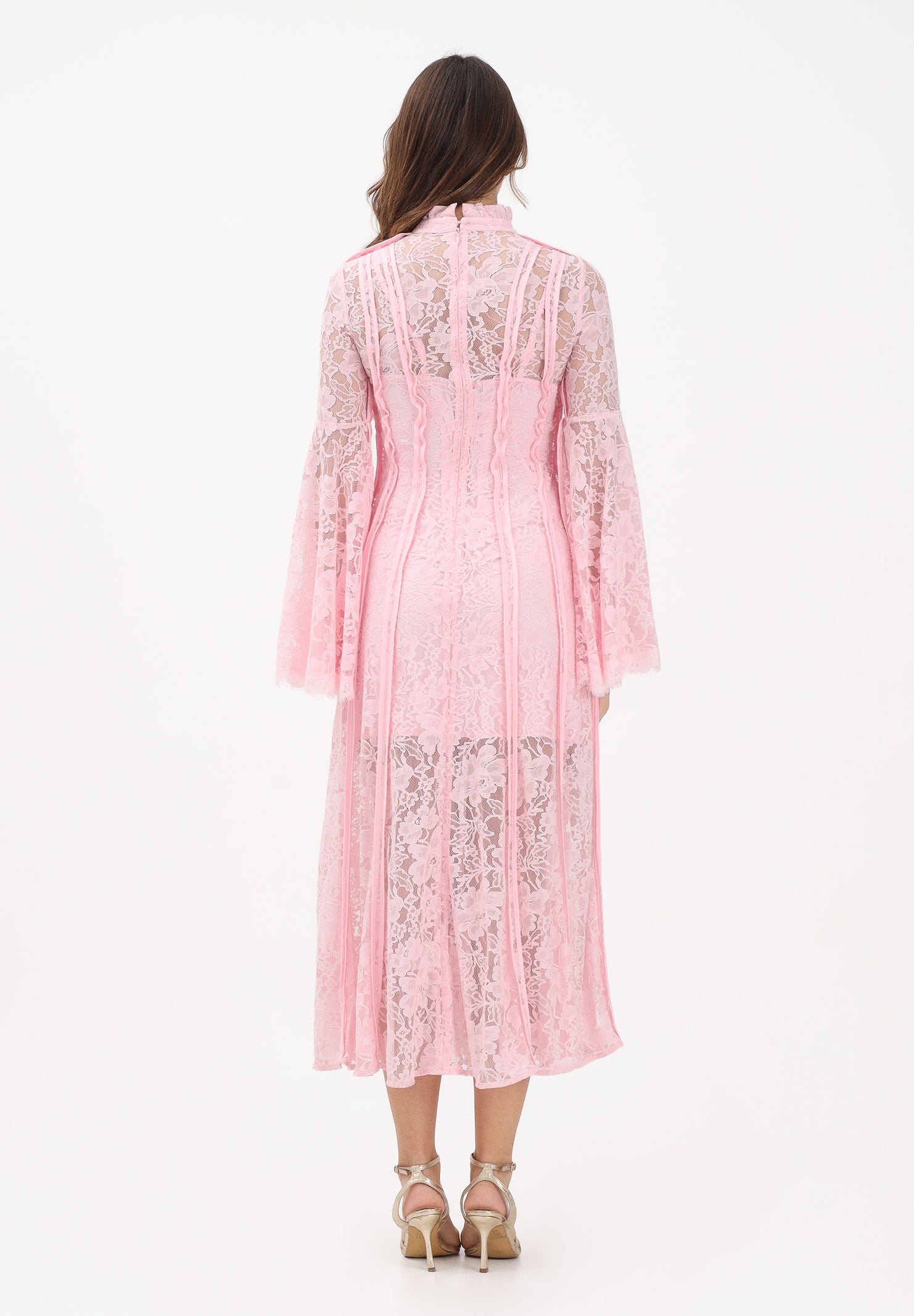 ODI ODI Abito midi rosa da donna realizzato in pizzo floreale ARBOREA110S6 G8 ODI ODI 