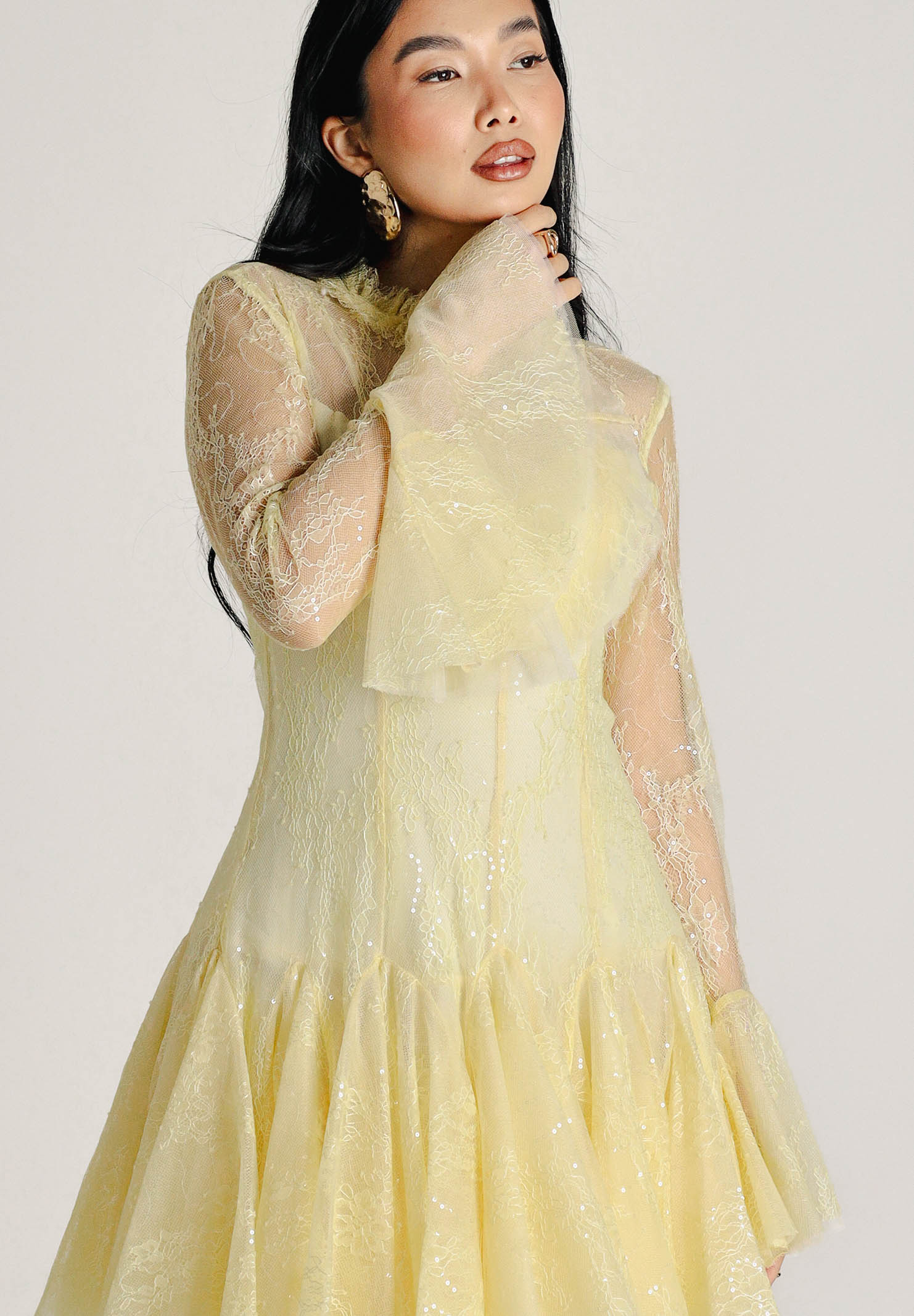 ODI ODI Abito corto giallo da donna in pizzo e tulle BACOLI110S6 D9 ODI ODI 