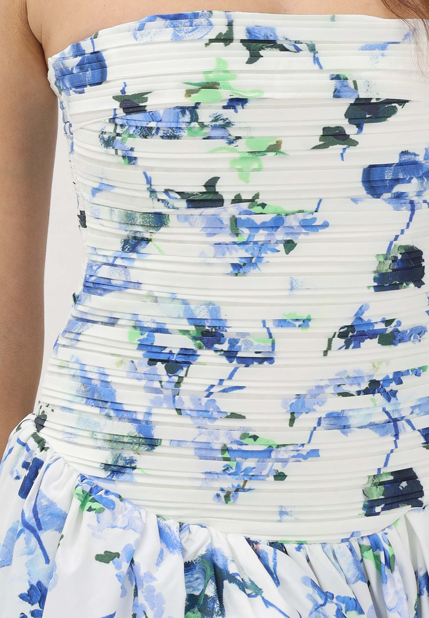ODI ODI Abito lungo bianco da donna con stampa floreale nei toni del blu BOSALUNGO110S6 0G ODI ODI 