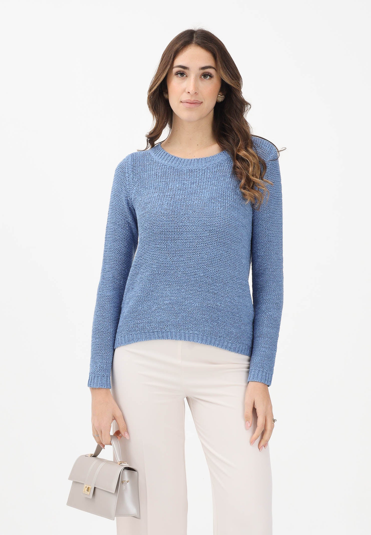 ONLY Maglioncino girocollo celeste da donna 15113356 RI ONLY 