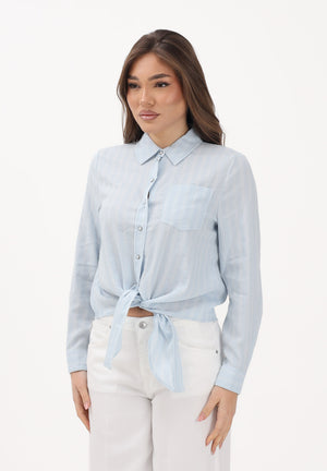 ONLY Camicia a manica lunga azzurra da donna con sottili righe e taschino 15195910 CEBR ONLY 