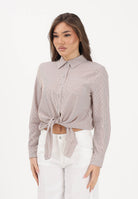 ONLY Camicia a manica lunga marrone da donna con sottili righe e taschino 15195910 TOCO ONLY 