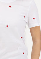 ONLY T-shirt a manica corta bianca da donna con ricamo cuori 15288473 BRWIHE ONLY 