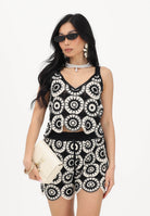 ONLY Top nero e panna da donna in tessuto lavorato tipo crochet 15289731 BLBI ONLY 