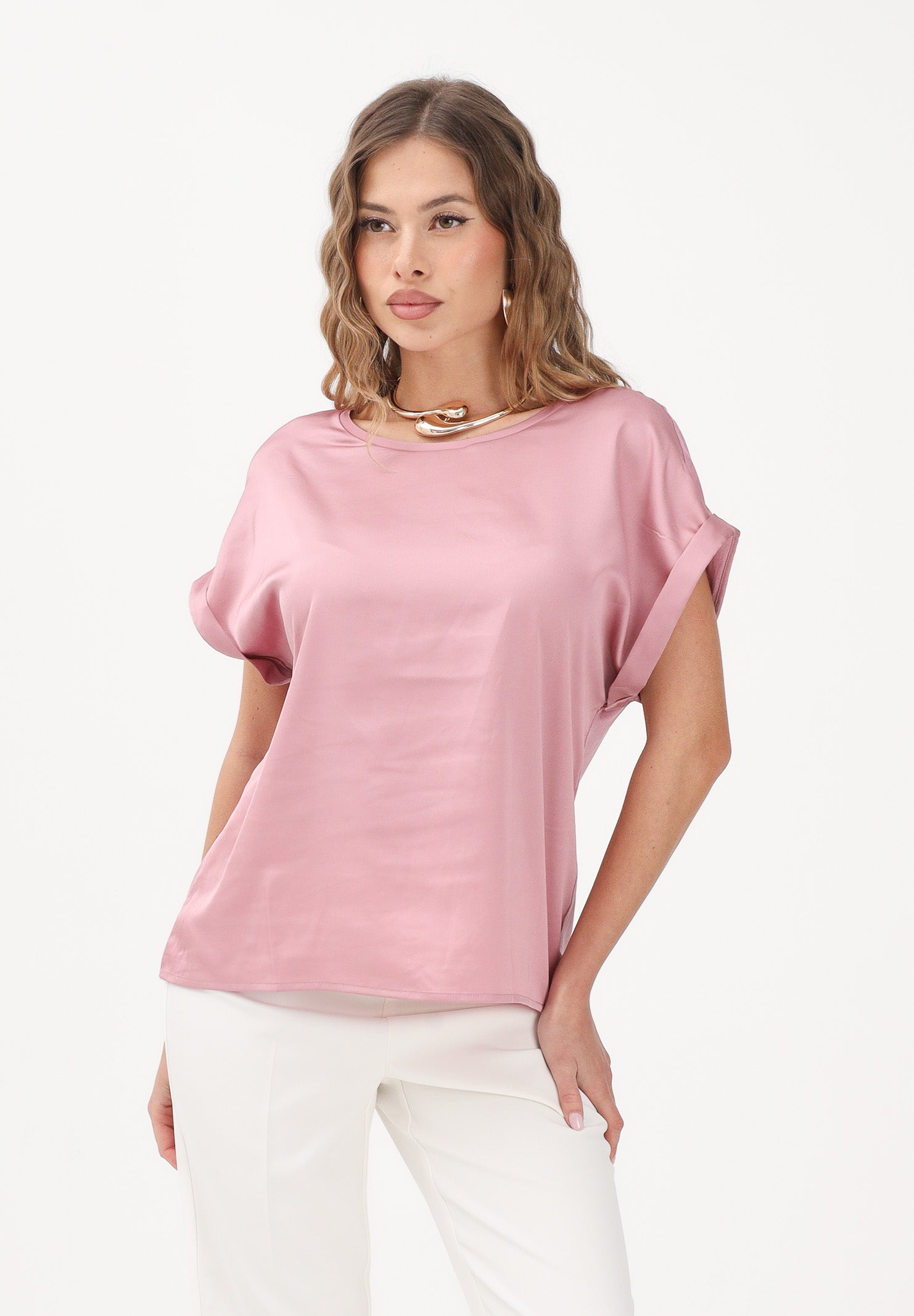 ONLY Blusa a manica corta rosa da donna 15303413 LI ONLY 